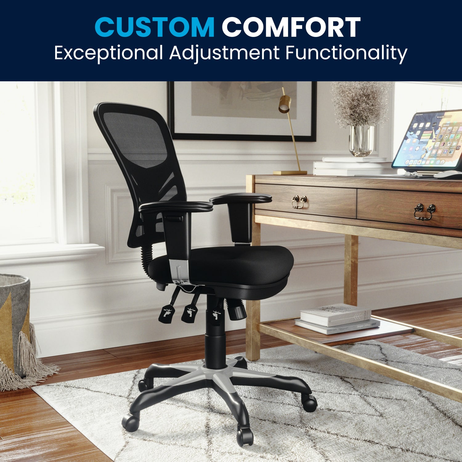 Flash Furniture Nicholas MidBack Black Mesh Multifunction Executive Swivel Ergonomic Office Chair with Adjustable Arms Black PopularChairscom Flash Furniture Nicholas Mid Back Black Mesh Multifunction Executive Swivel Ergonomic Office Chair with Adjustable Arms Black PopularChairscom