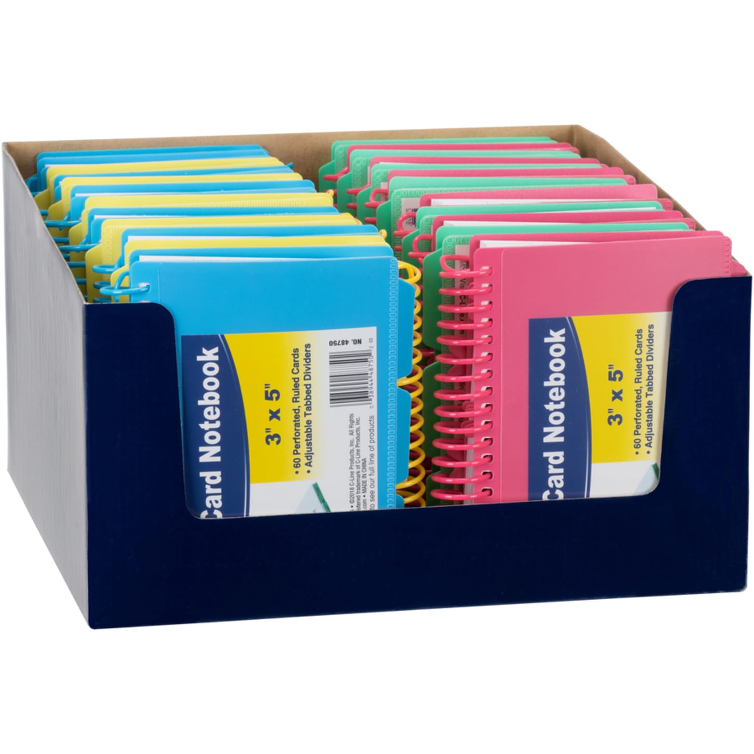 C-Line Tropic Tones Spiral Index Card Notebook With Index Tabs, 3in x 5in, Assorted Colors - Image 5
