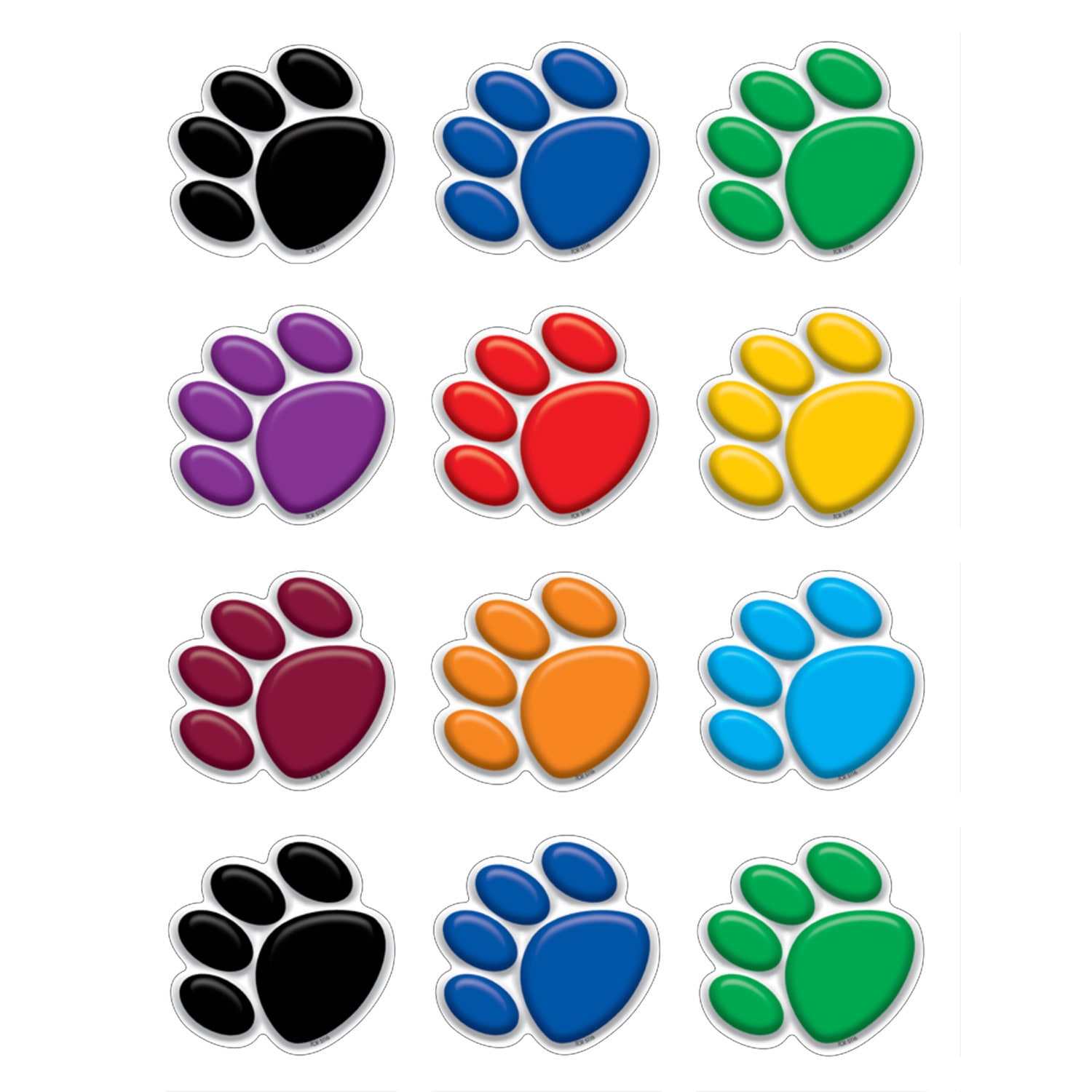 Teacher Created Resources Mini Accents, Colorful Paw Prints, 36 Accents Per Pack, Set Of 6 Packs - Image 3