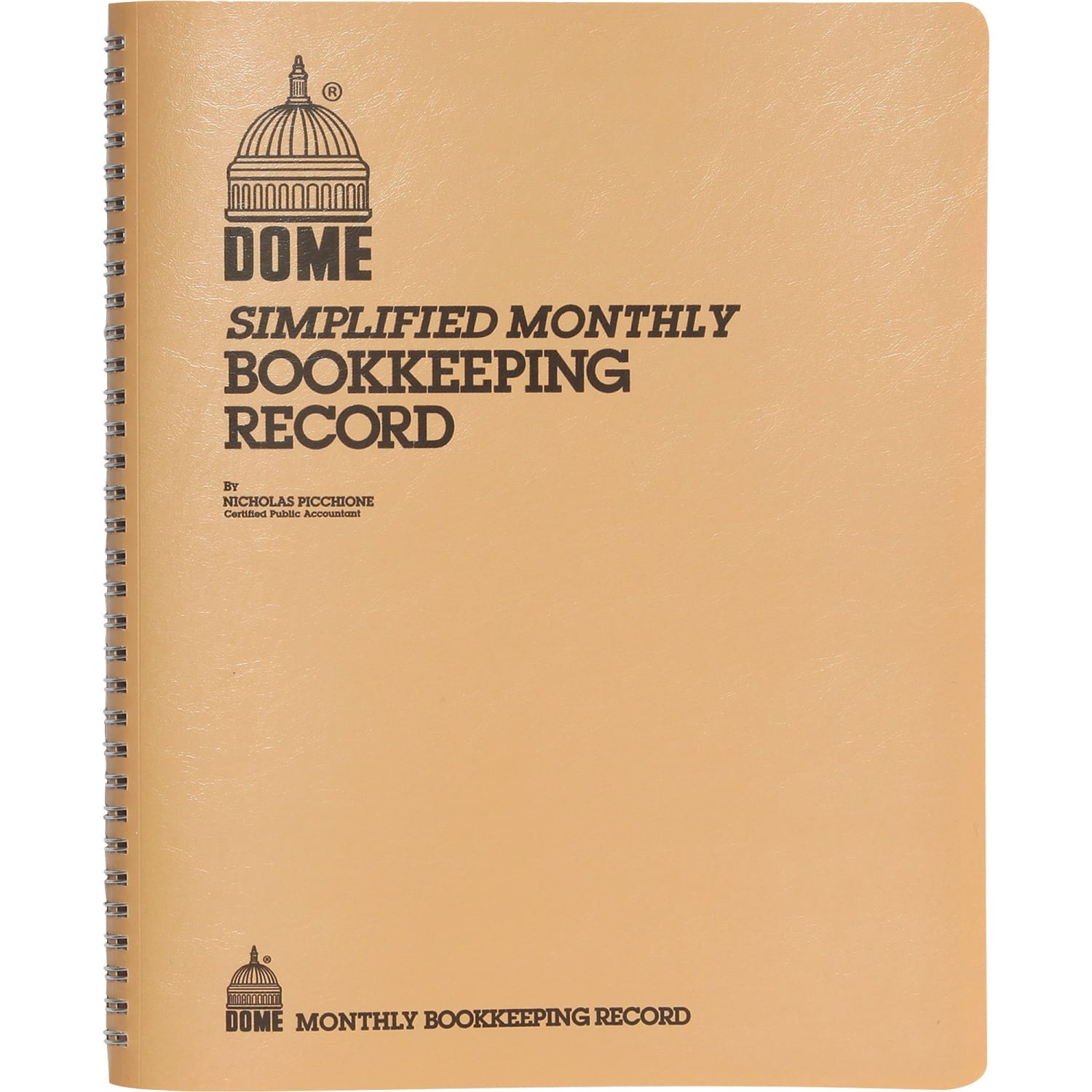 Dome Bookkeeping Record Book - 128 Sheet(s) - Wire Bound - 8.75in x 11.25in Sheet Size - White Sheet(s) - Beige Cover - Recycled - 1 Each - Image 3