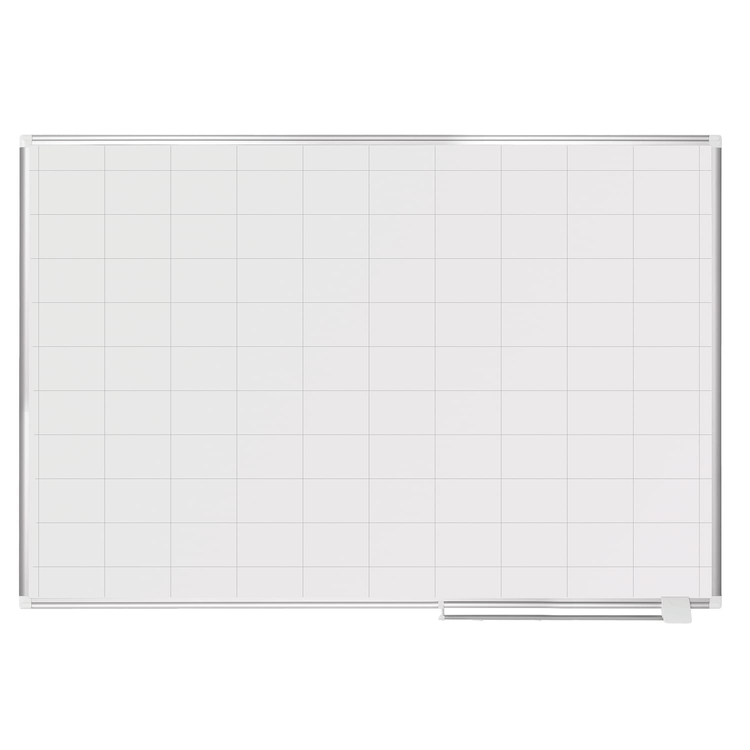 MasterVision Magnetic Gold Ultra Dry-Erase Planning Whiteboard With 2in x 3in Grid, 48in x 72in, Aluminum Frame With Silver Finish