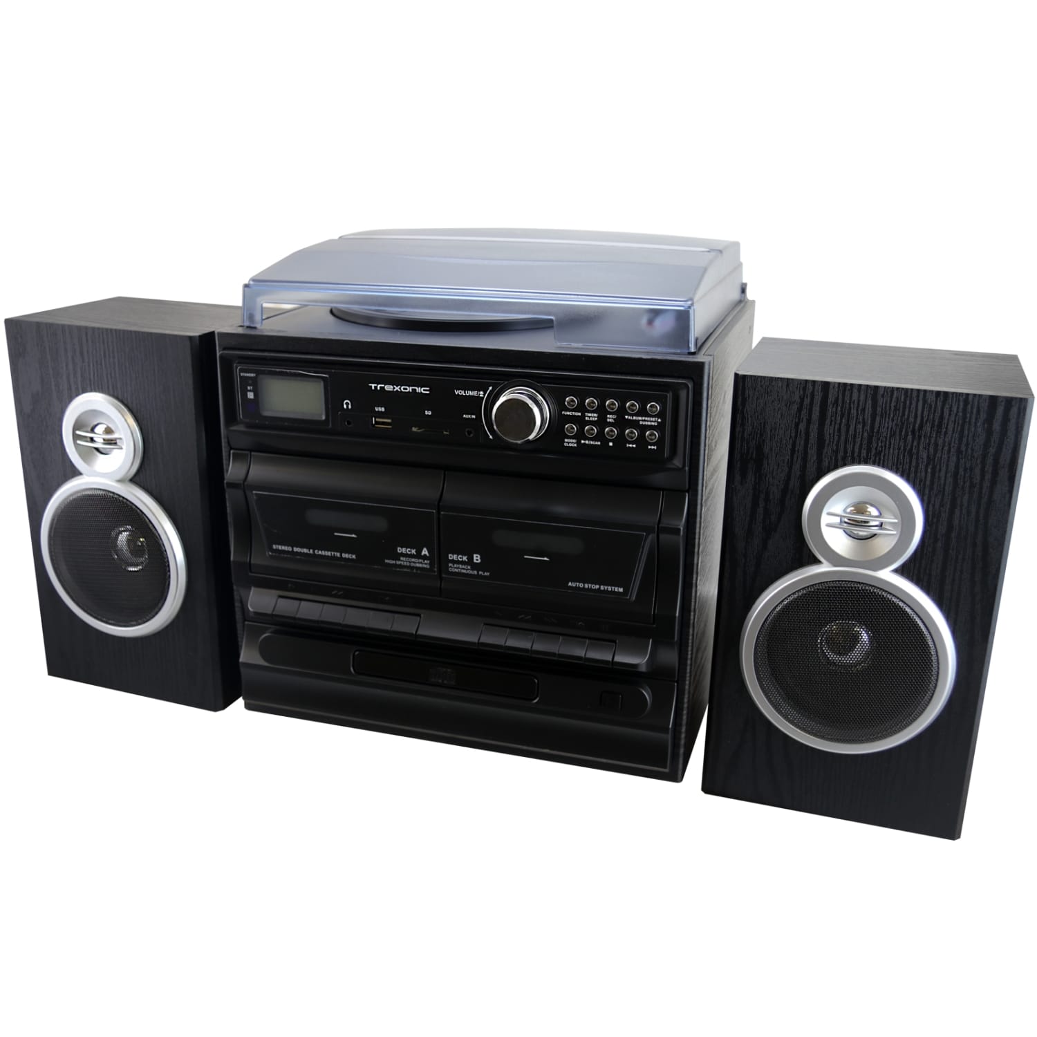 Trexonic 3-Speed Vinyl Turntable Home Stereo System, Black - Image 4