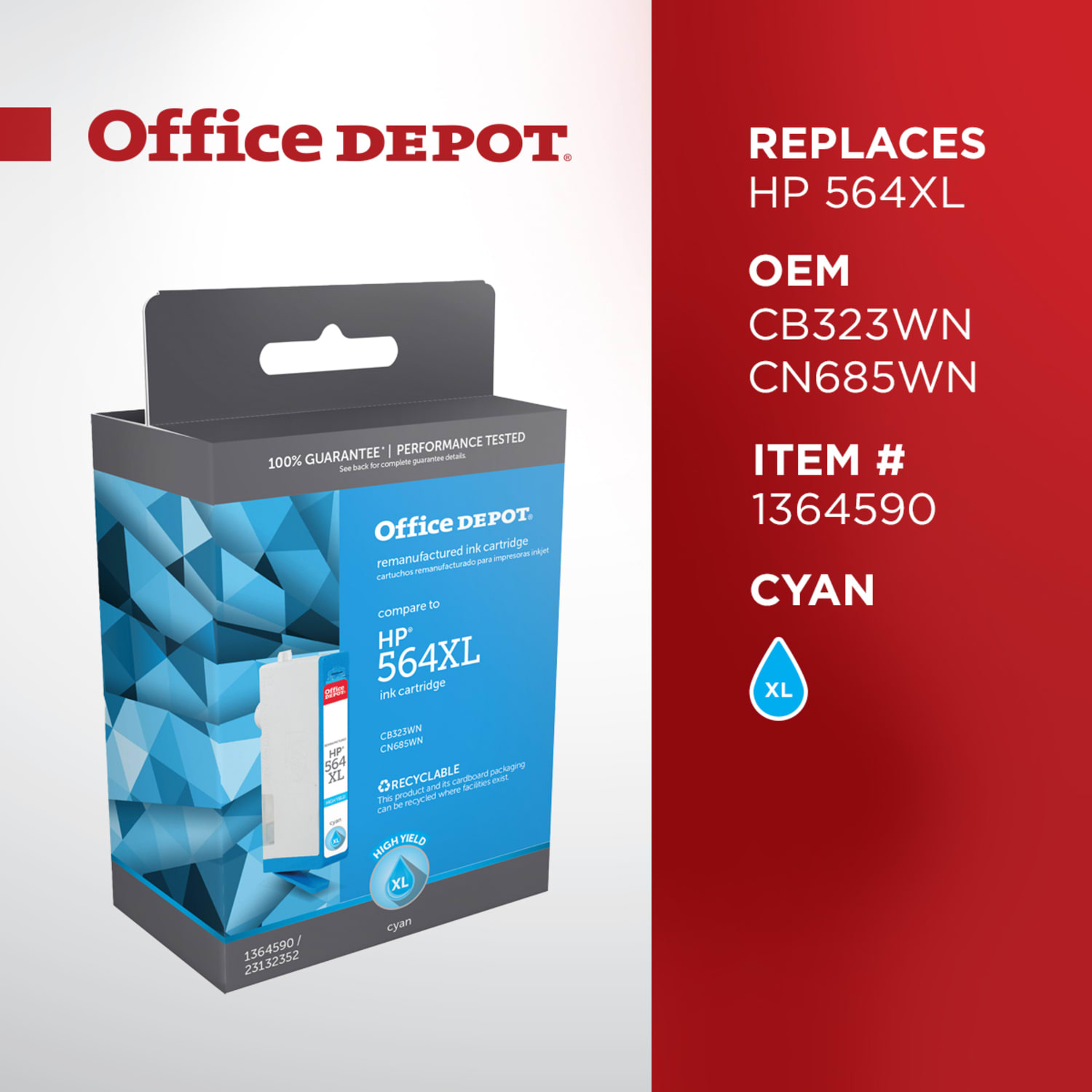 Office Depot Remanufactured Cyan High-Yield Ink Cartridge Replacement For HP 564XL, OM05038 - Image 6