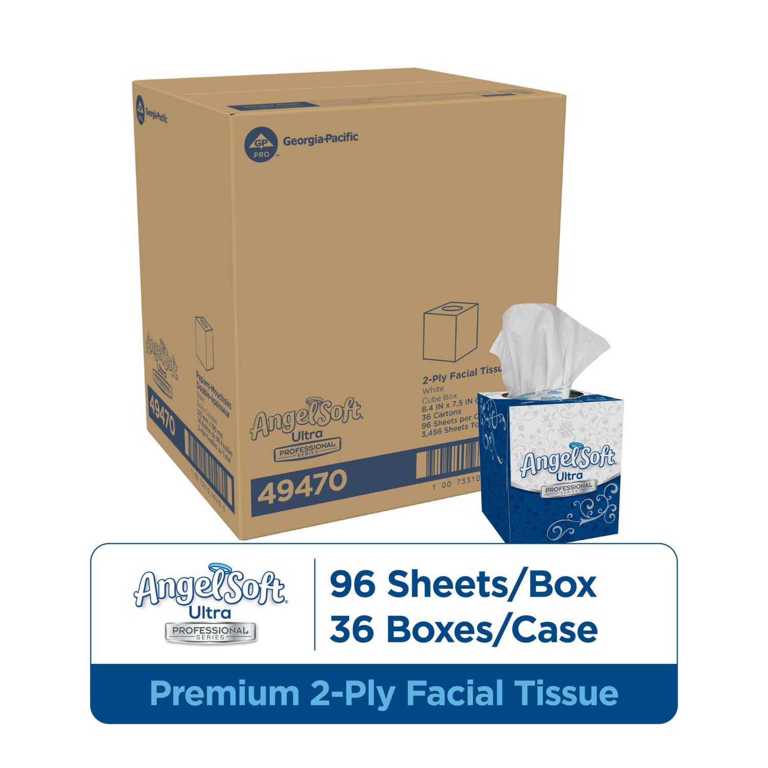 Angel Soft by GP PRO Ultra Professional Series Premium 2-Ply Facial Tissue, 96 Sheets Per Box, Case Of 36 Boxes - Image 3