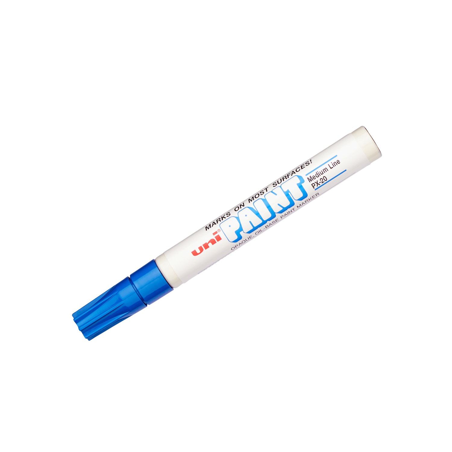uni uni Paint PX 20 Oil Based Paint Marker  Medium Marker Point  Blue Ink  Oil Based  White Barrel  1 Each