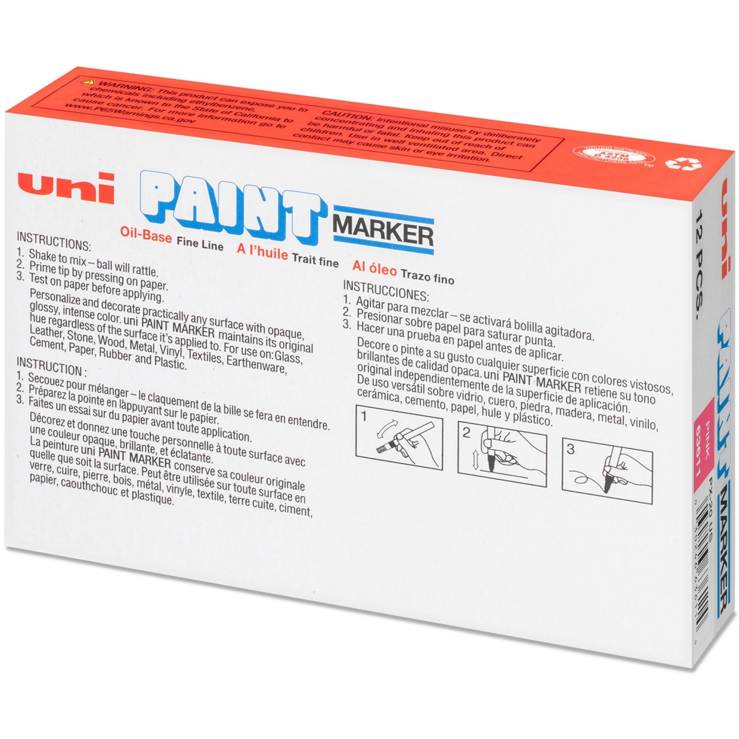 uni-ball Uni-Paint PX-20 Oil-Based Medium Point Marker - Medium Marker Point - Pink Oil Based Ink - White Barrel - 1 Each - Image 6