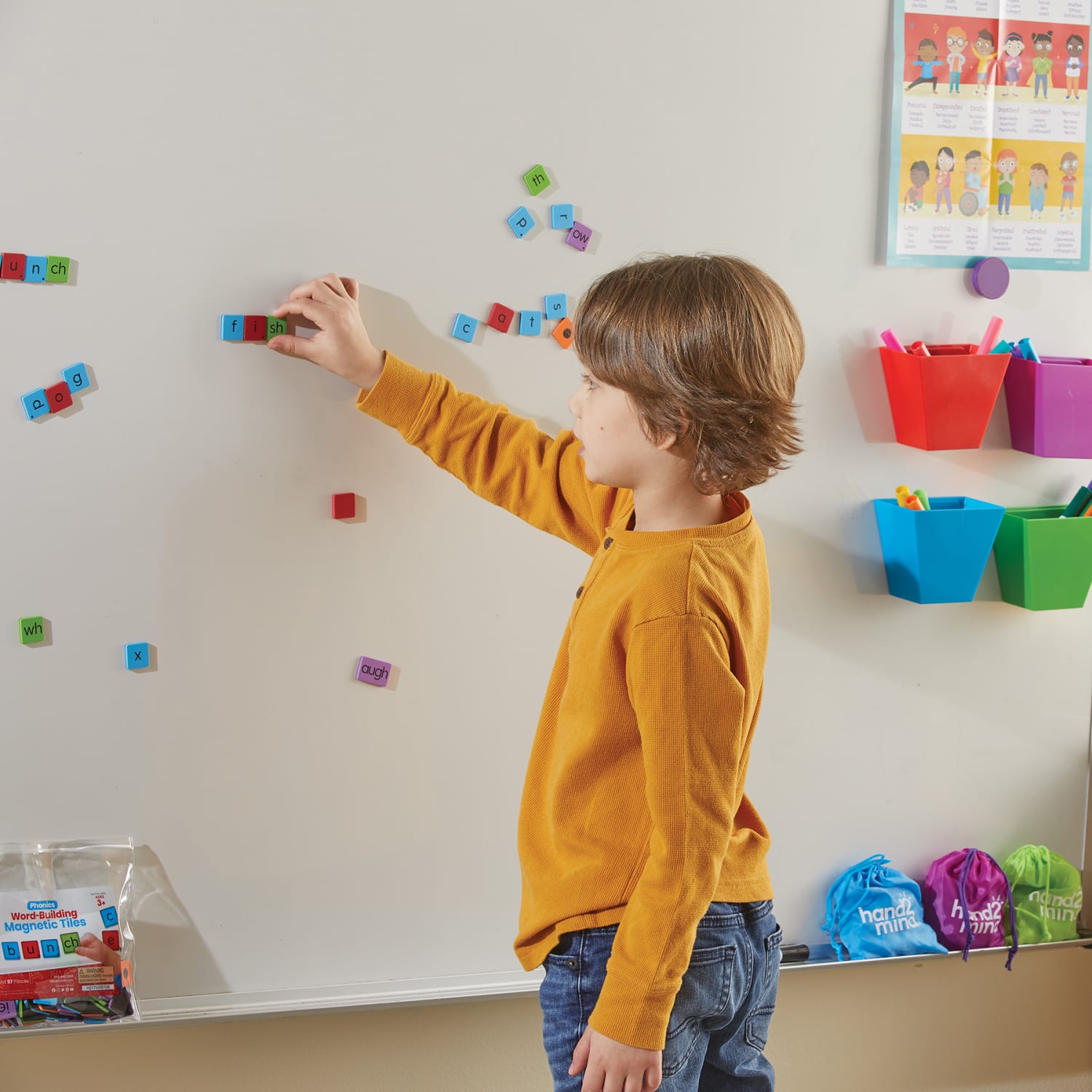 Hand2Mind Phonics Word-Building Magnetic Tiles, Multicolor, Grades Pre-K - 3 - Image 4