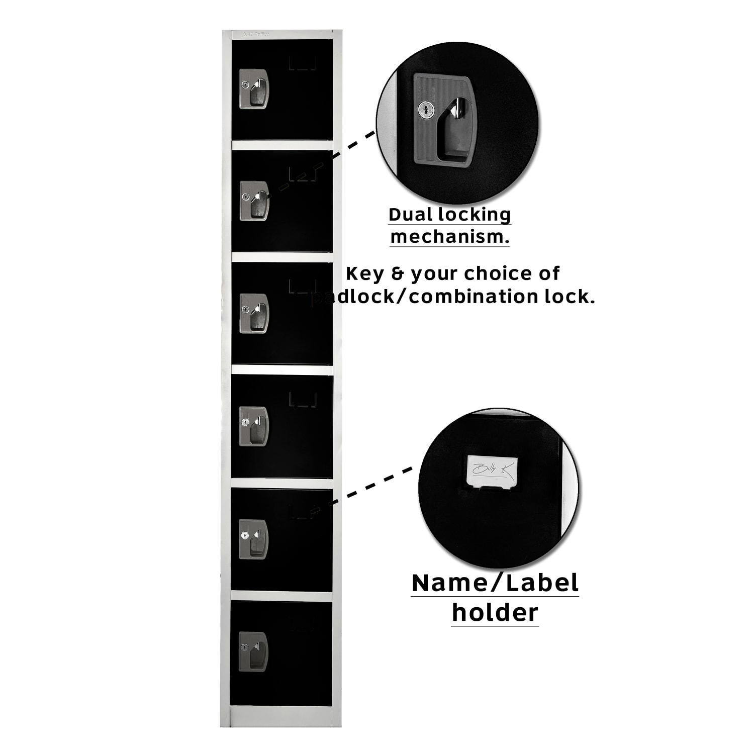 Alpine 6-Tier Steel Locker, 72inH x 12inW x 12inD, Black - Image 4
