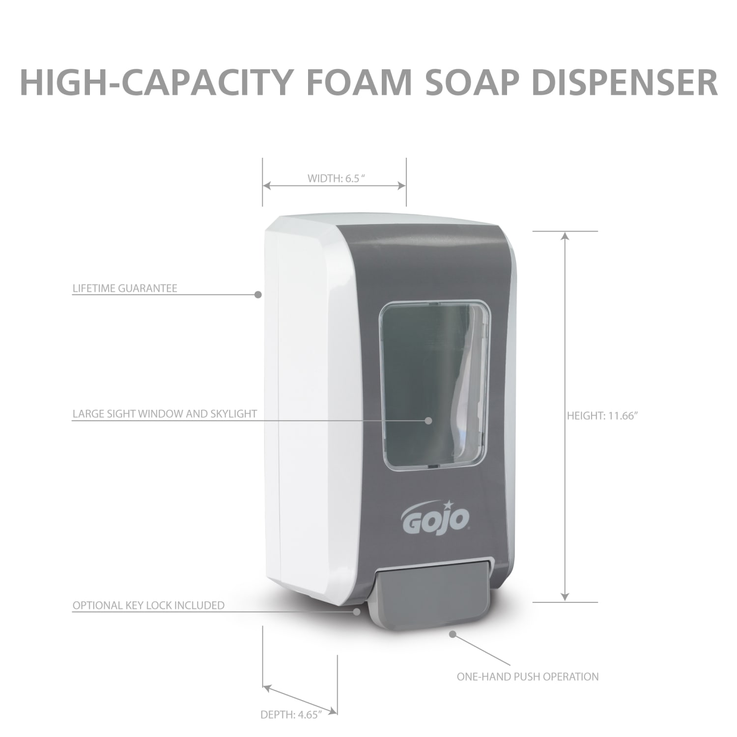 GOJO FMX-20 Dispenser, White/Gray, Case of 6 - Image 3