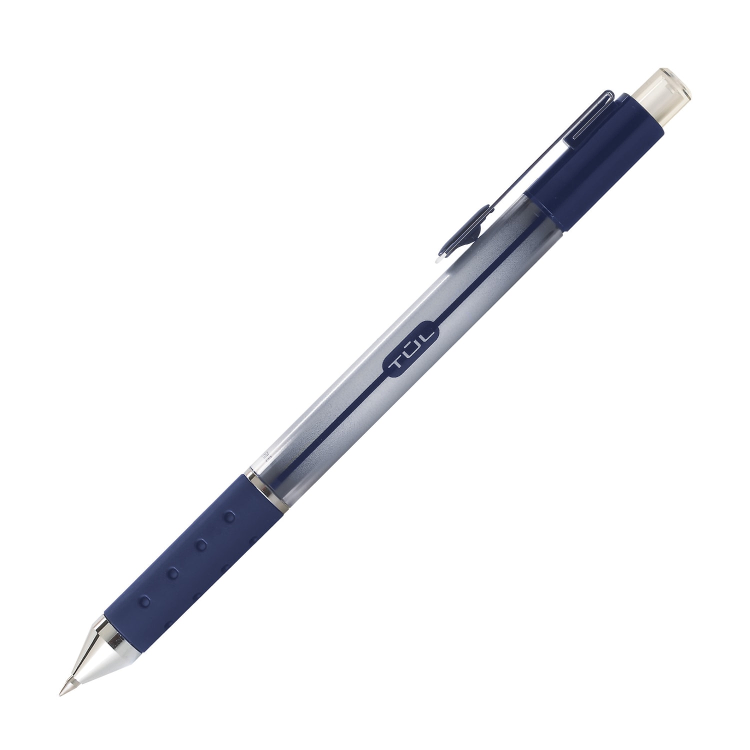 TUL GL Series Retractable Gel Pens, Medium Point, 0.7 mm, Silver Barrel, Blue Ink, Pack Of 12 Pens - Image 3