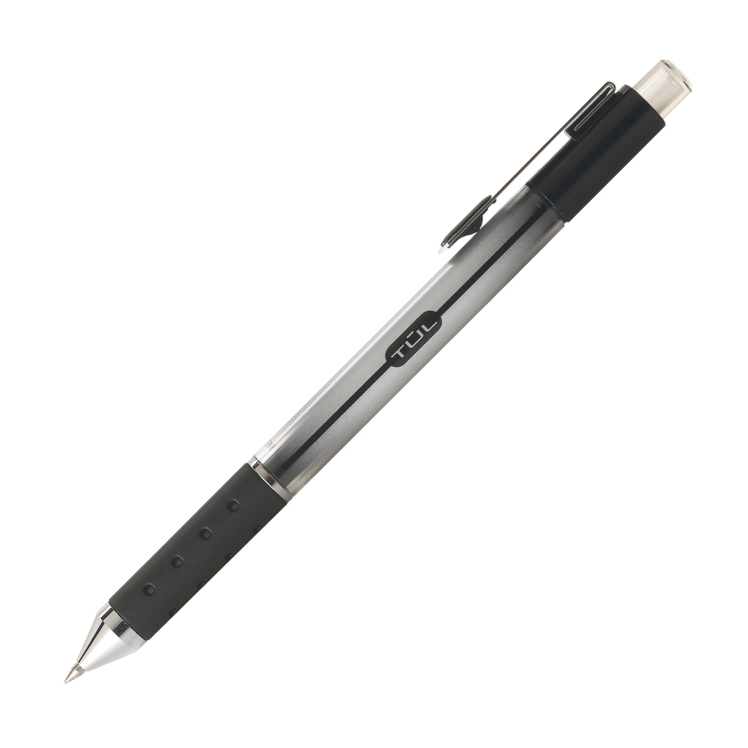 TUL GL Series Retractable Gel Pens, Fine Point, 0.5 mm, Silver Barrel, Black Ink, Pack Of 12 Pens - Image 3