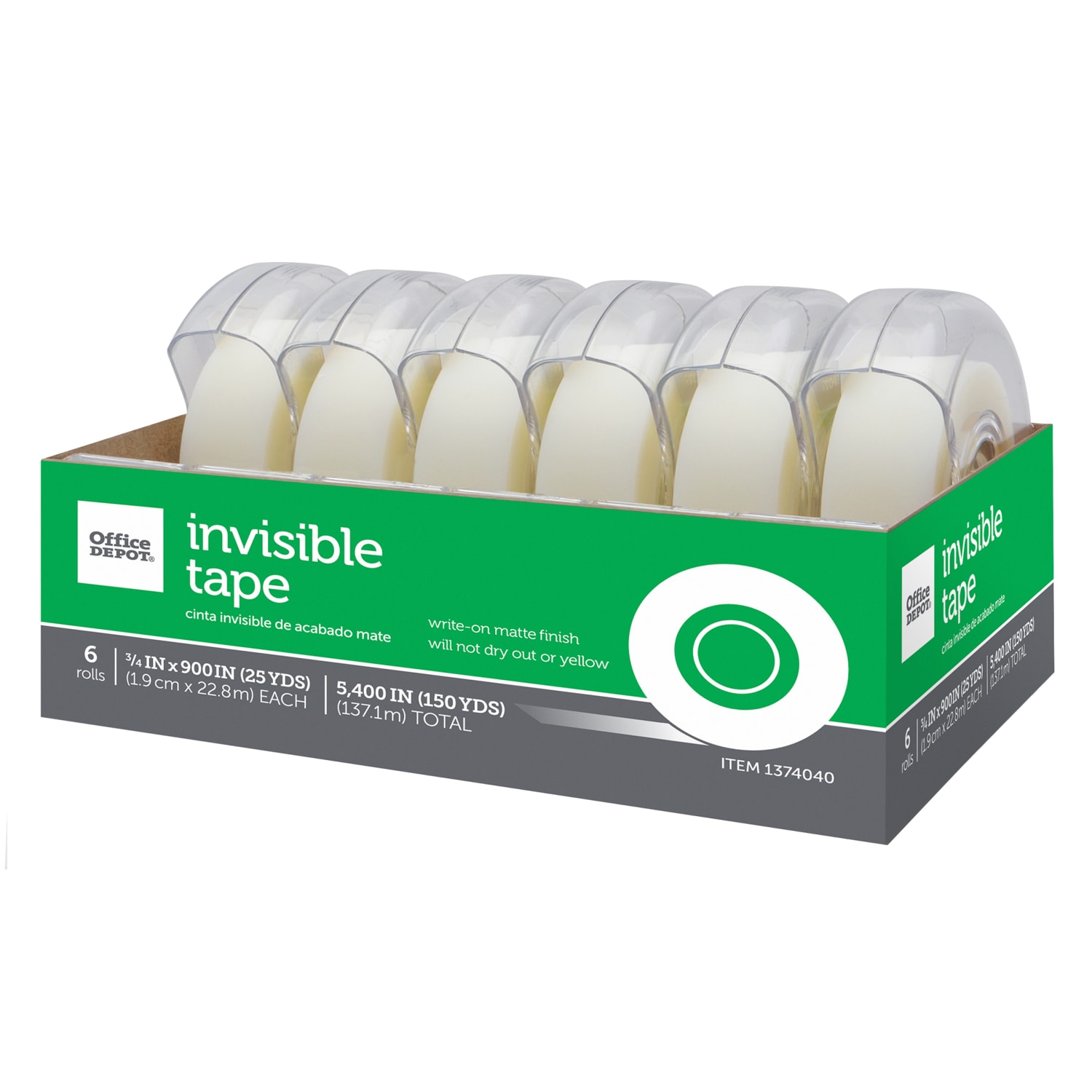 Office Depot Brand Invisible Tape With Dispenser, 3/4in x 900in,  Pack Of 6 - Image 3