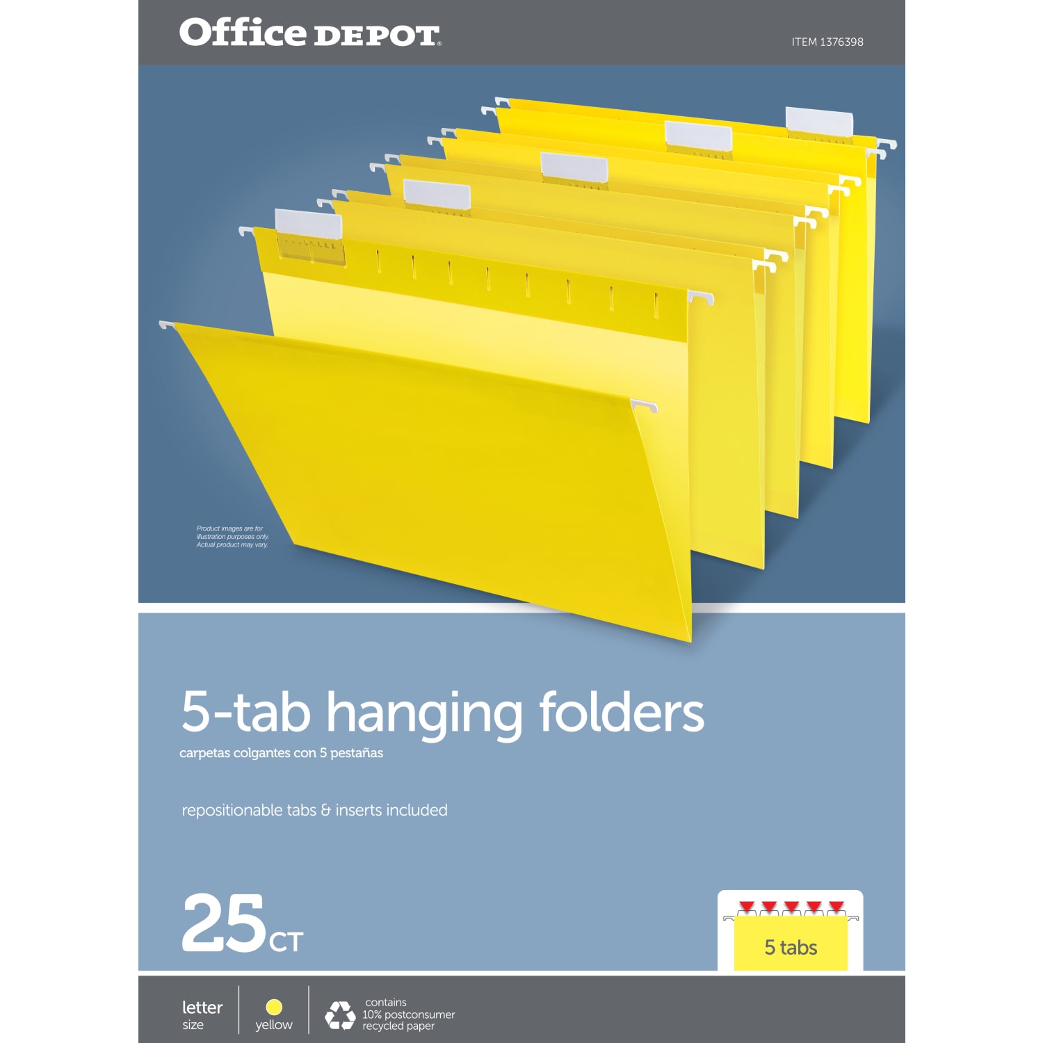 Office Depot Brand Hanging Folders, Letter Size, Yellow, Box Of 25 - Image 3