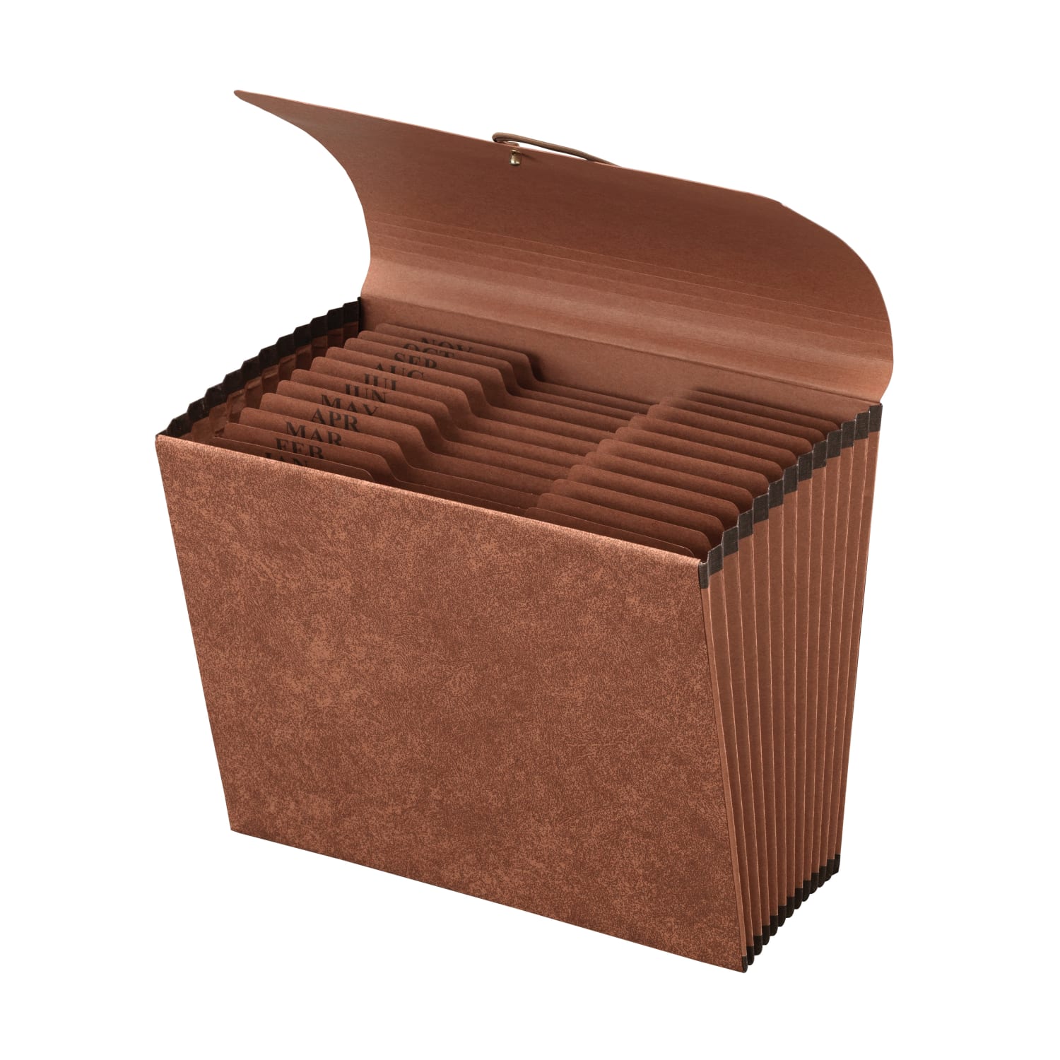 Office Depot Brand Paper Expanding File With Flap, 12 Pocket, Expansion 2in, 8 1/2in x 11in, Letter, 30 % Recycled, Brown, Pack of 1