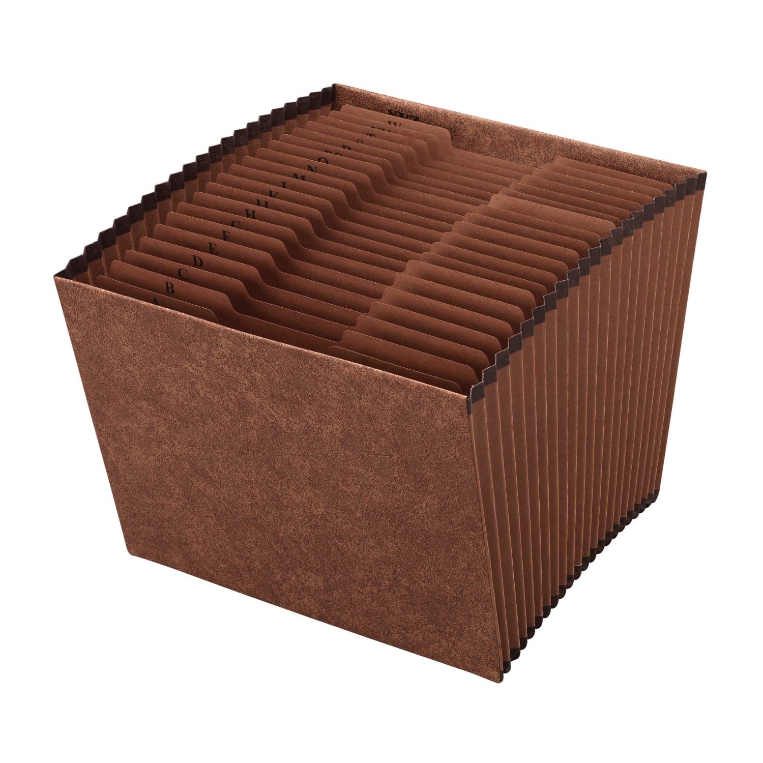 Office Depot Brand Faux Leather Expanding File, A-Z, 21 Pockets, Letter Size (8-1/2in x 11in), 1-3/4in Expansion, Brown