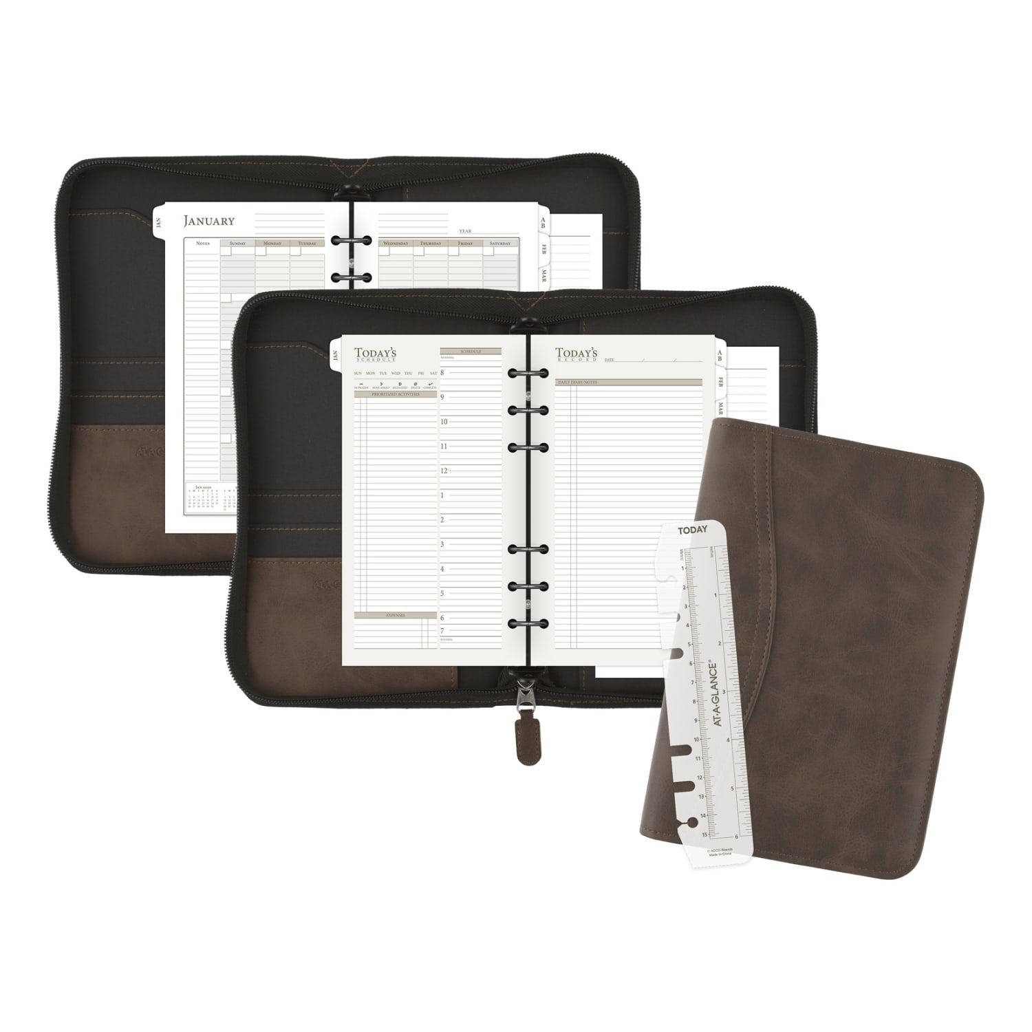 AT-A-GLANCE Simulated Leather Starter Set With Daily/Weekly Planning Pages, Distressed Brown - Image 5