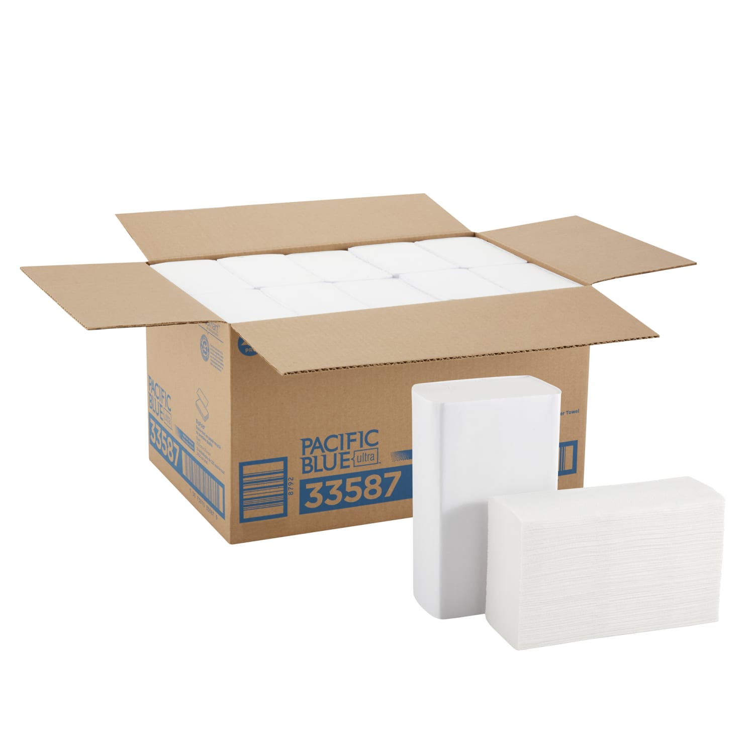 Pacific Blue Ultra by GP PRO, 1-Ply, Z-Fold Paper Towels, 10.25in X 11in, 40% Recycled, White, 220 Sheets per Pack, 10 Packs Per Case