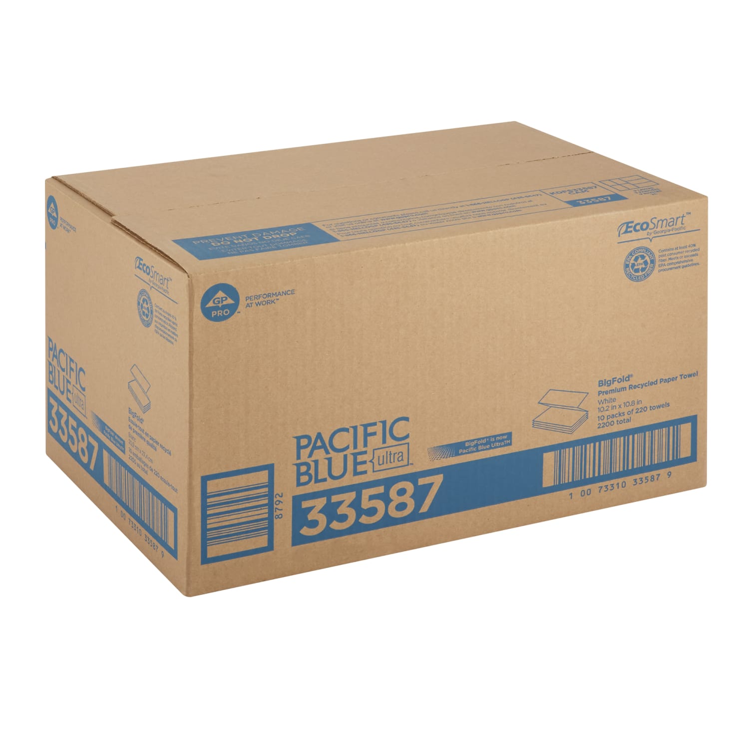 Pacific Blue Ultra by GP PRO, 1-Ply, Z-Fold Paper Towels, 10.25in X 11in, 40% Recycled, White, 220 Sheets per Pack, 10 Packs Per Case - Image 4