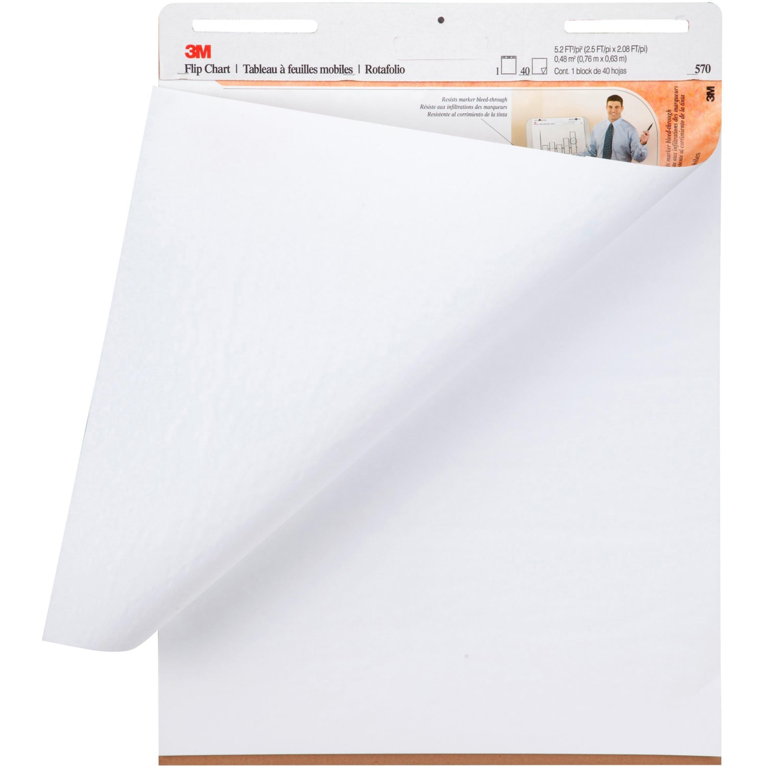 3M Bleed-Resistant Flip Charts, 25in x 30in, White, 40 Sheets Per Pad, Pack Of 2 Pads - Image 4