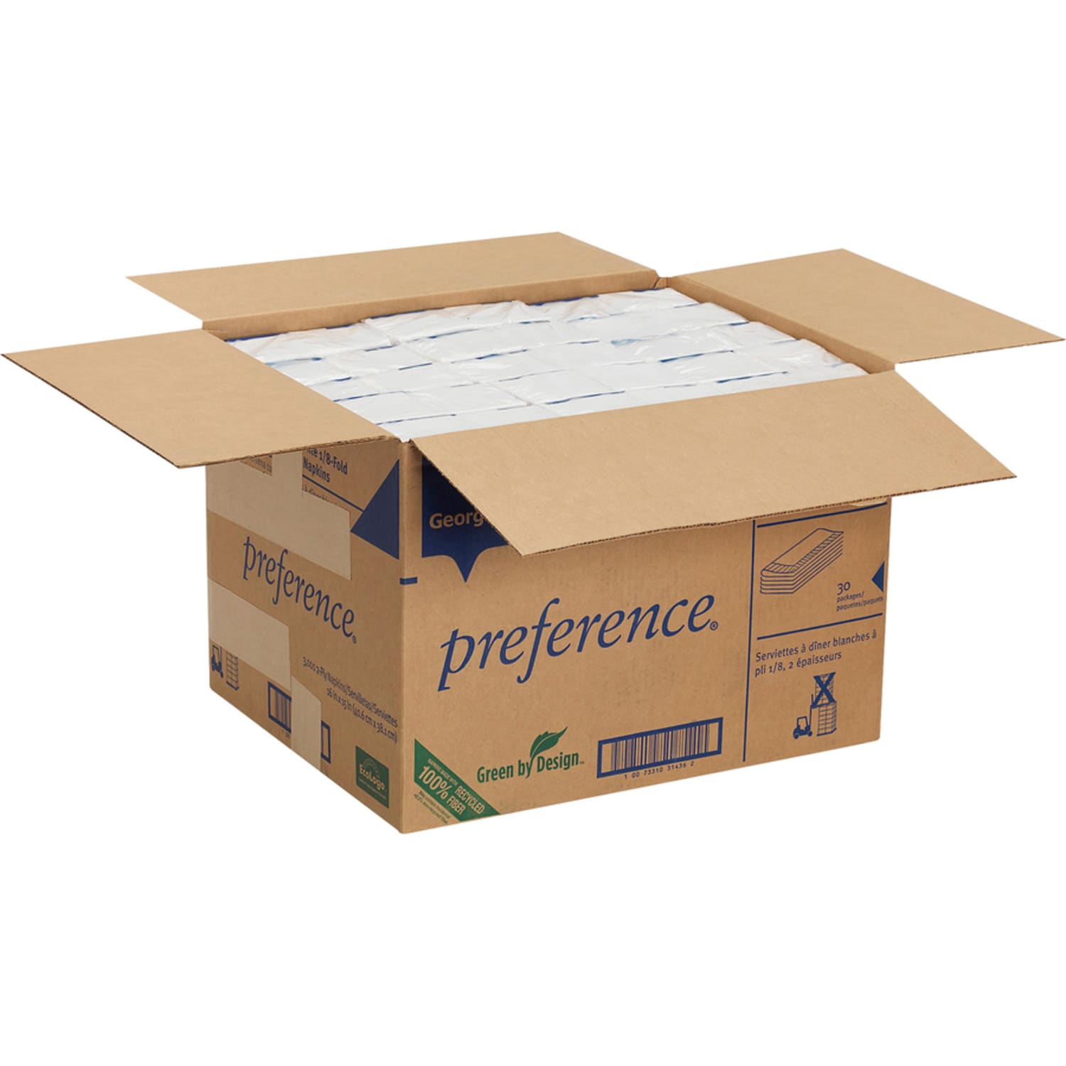 GP PRO Dixie 1/8-Fold 2-Ply Dinner Napkins, 100% Recycled, White, Pack Of 100 - Image 6
