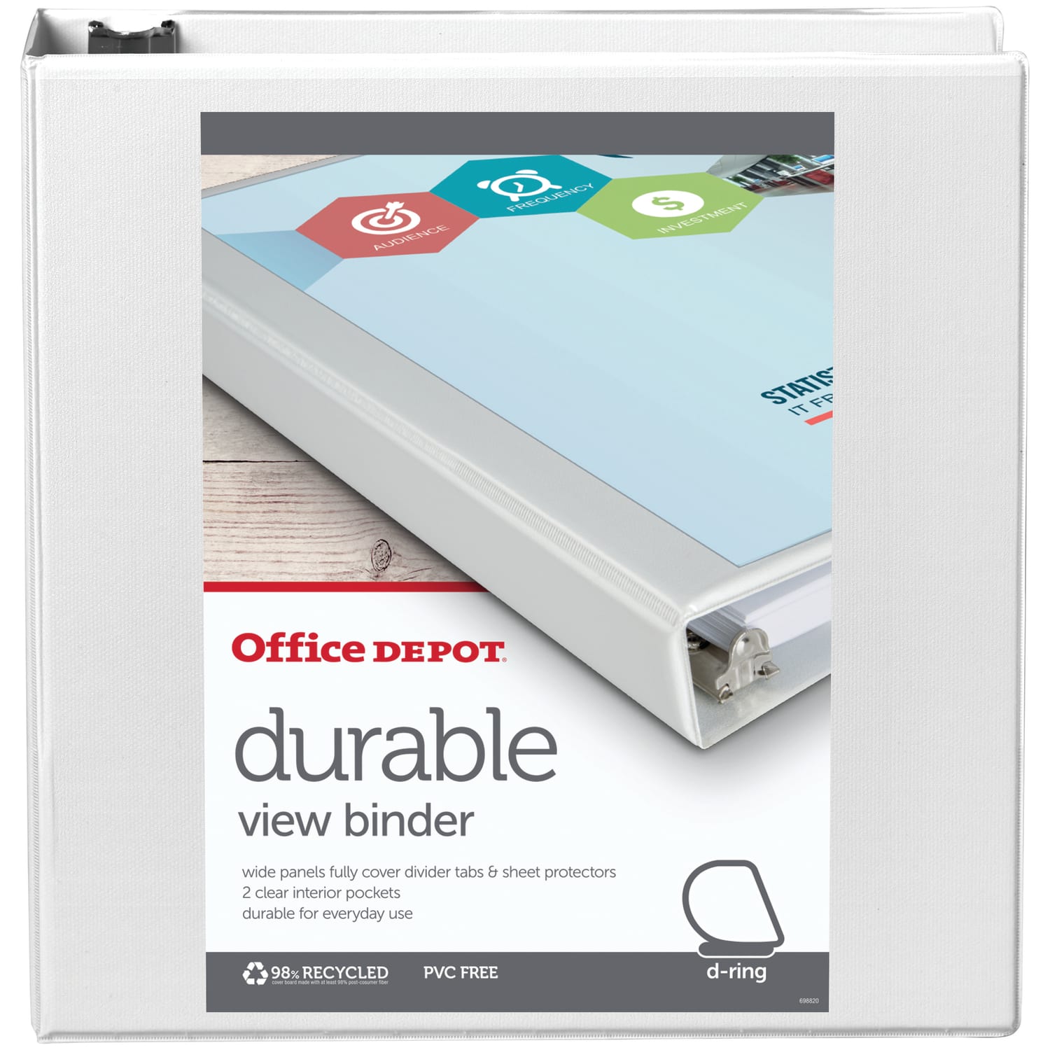 Office Depot Brand Durable View 3-Ring Binder, 2in Slant Rings, White - Image 3