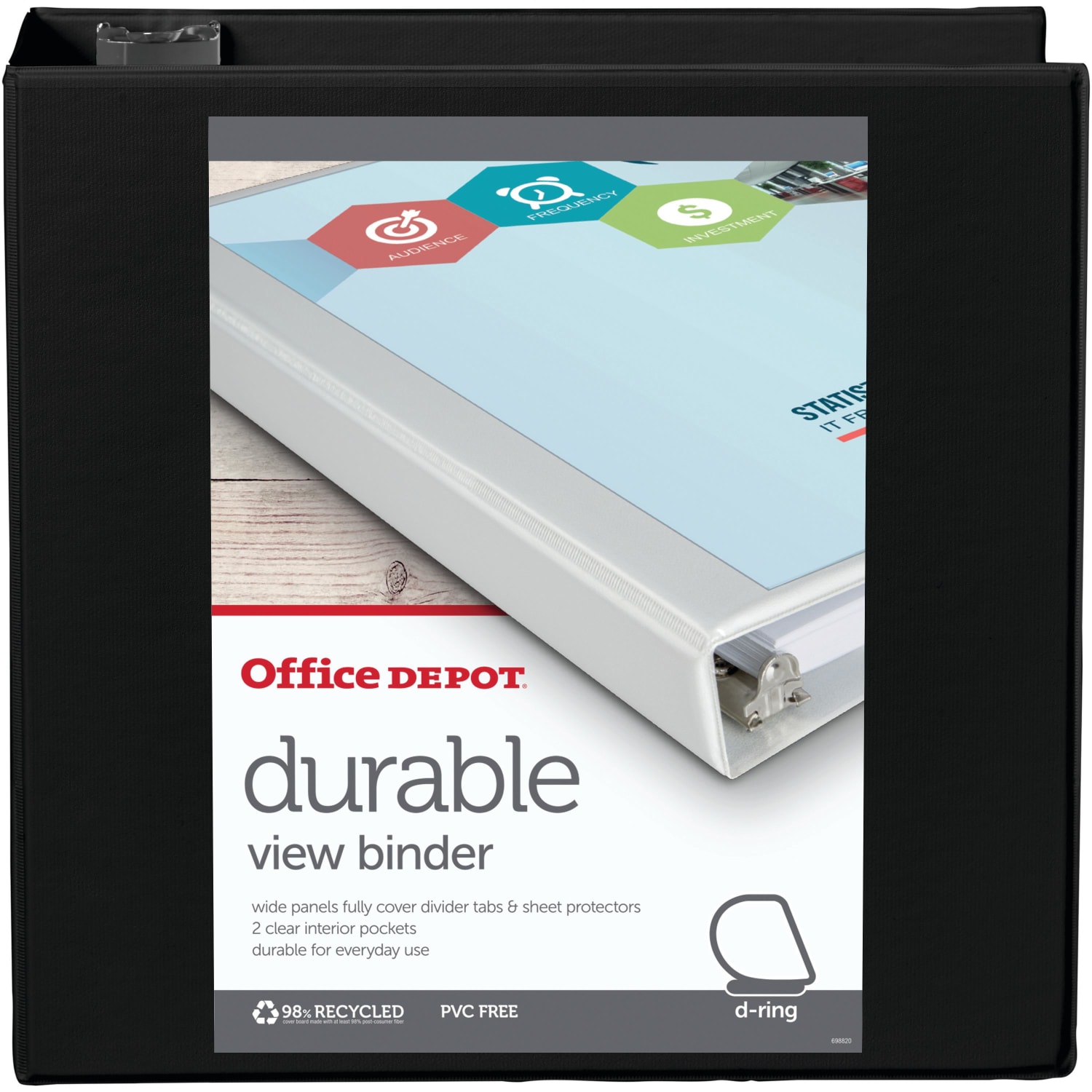 Office Depot Brand Durable View 3-Ring Binder, 3in Slant Rings, Black - Image 3