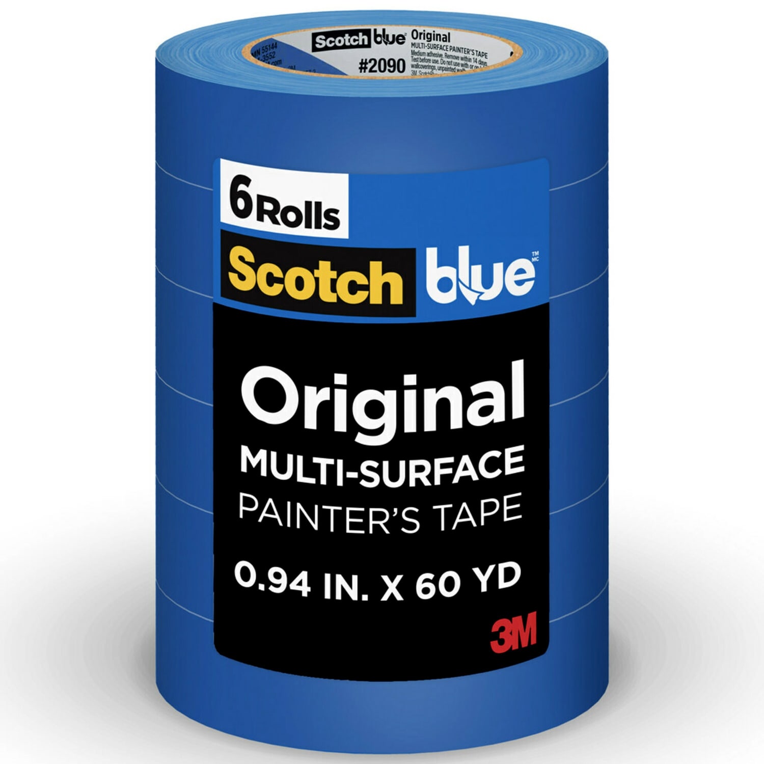 ScotchBlue Original Multi-Surface Painters Tape, 6 Tape Rolls, 0.94 in x 60 yd, 3in Core, Blue - 209024EVP