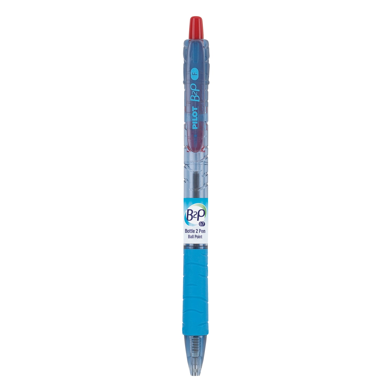 Pilot B2P Retractable Ballpoint Pens, Fine Point, 0.7 mm, 86% Recycled, Blue Barrel, Red Ink, Pack Of 12 - Image 3