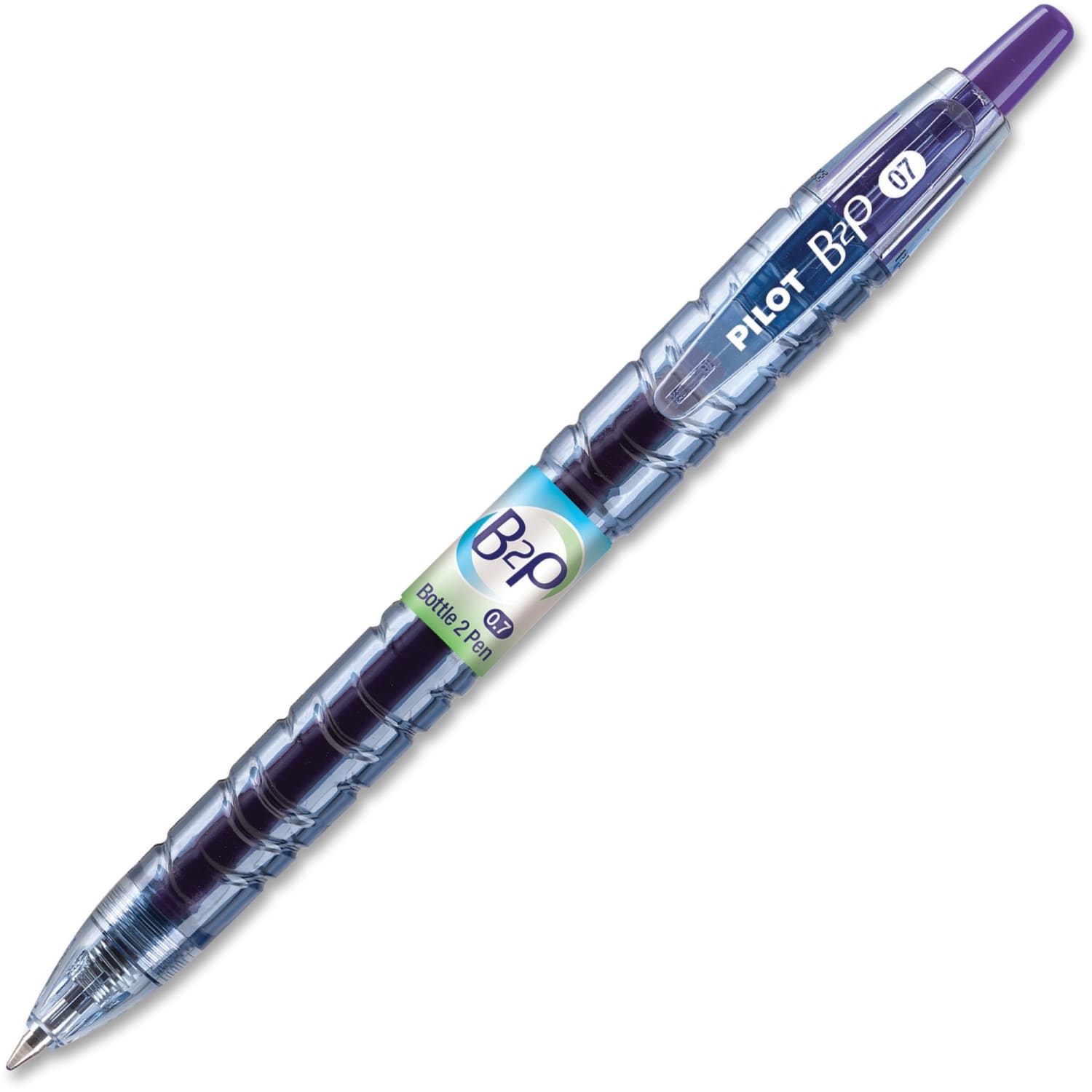 Pilot B2P Retractable Gel Pens, Fine Point, 0.7 mm, 89% Recycled, Purple Barrel, Clear Blue Ink, Pack Of 12 - Image 4
