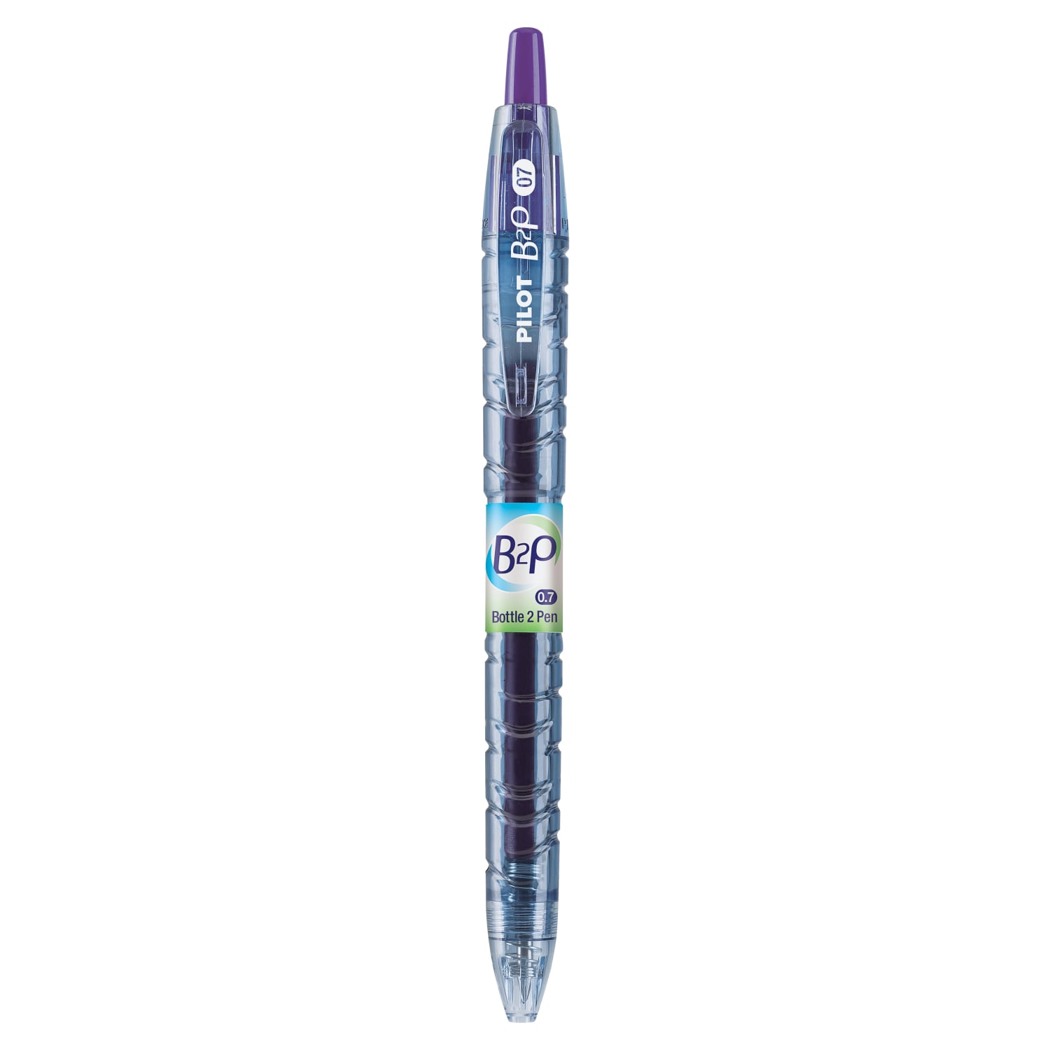 Pilot B2P Retractable Gel Pens, Fine Point, 0.7 mm, 89% Recycled, Purple Barrel, Clear Blue Ink, Pack Of 12 - Image 3
