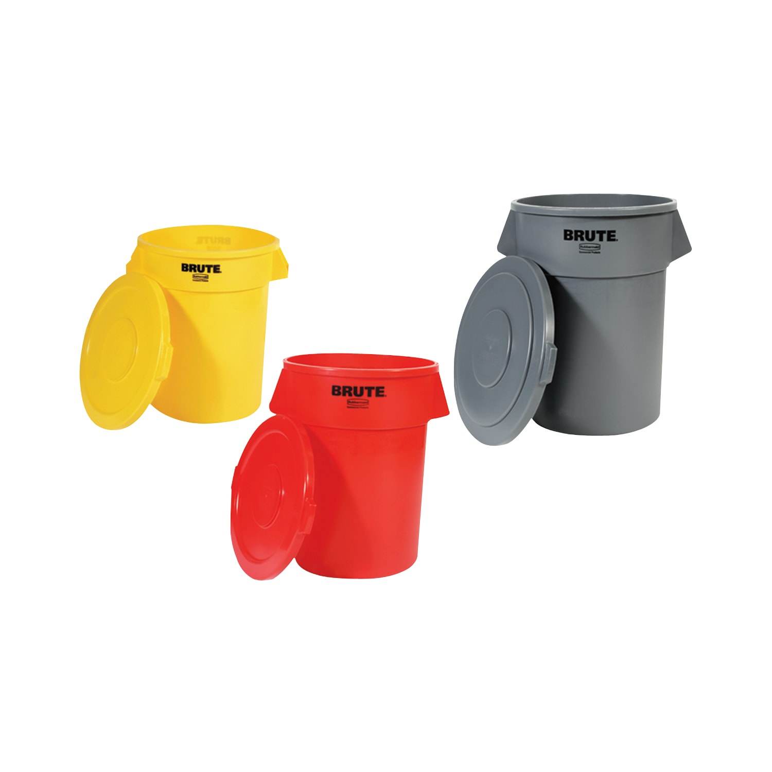 Rubbermaid Commercial Brute 32-Gallon Vented Container, 32 gal Capacity, Round, 27.3inH x 21.9in Diameter, Plastic, Red