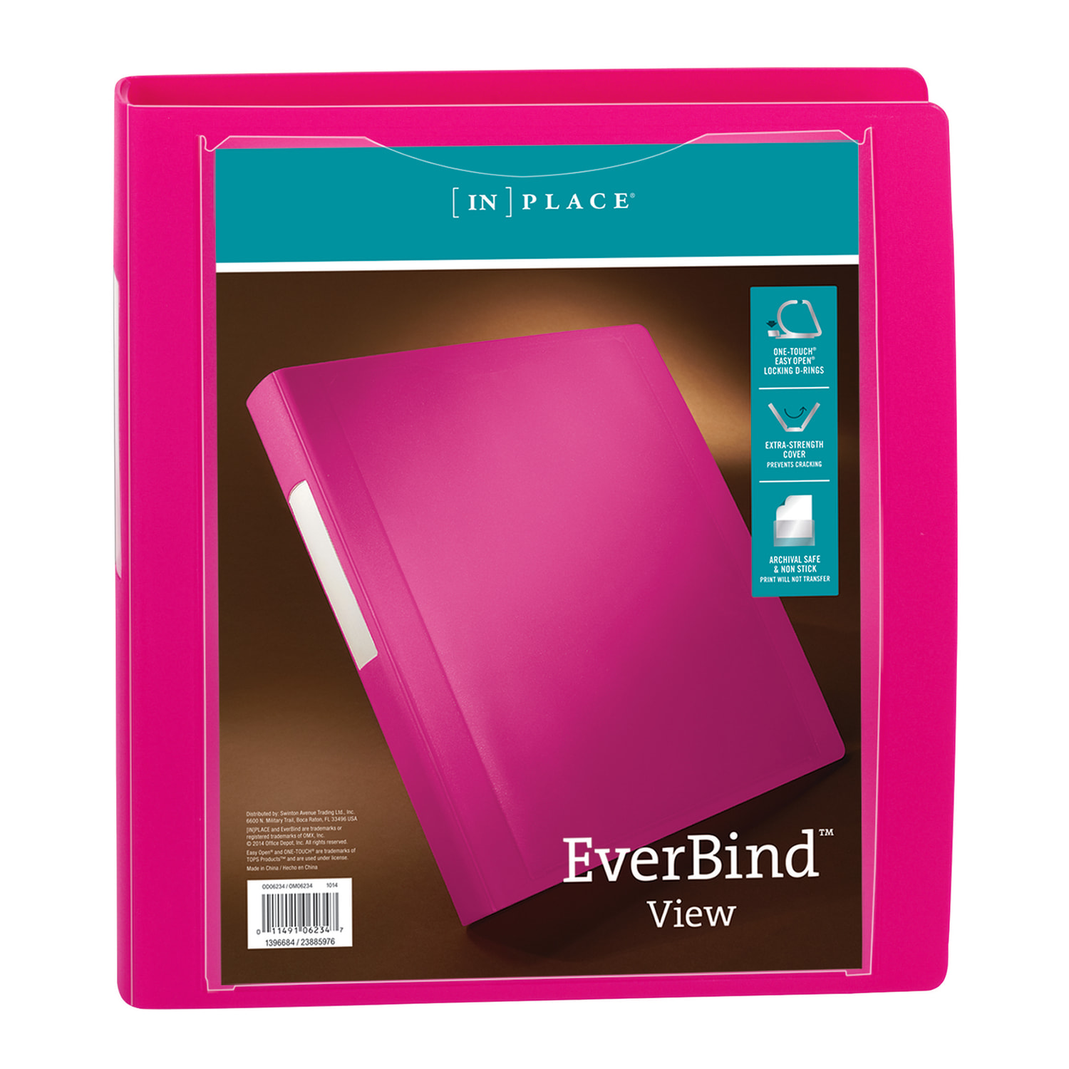 Office Depot Brand EverBind View 3-Ring Binder, 1in D-Rings, Pink - Image 4