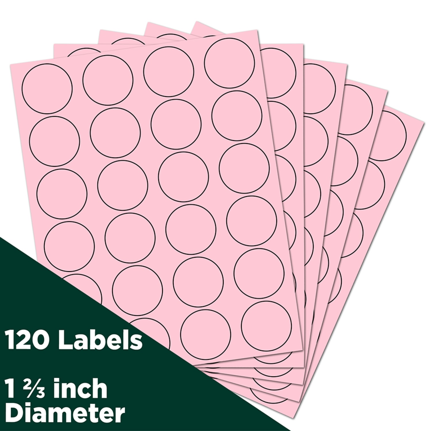 JAM Paper Circle Labels, 1 2/3in, Baby Pink, 24 Labels Per Sheet, Pack Of 5 Sheets - Image 3