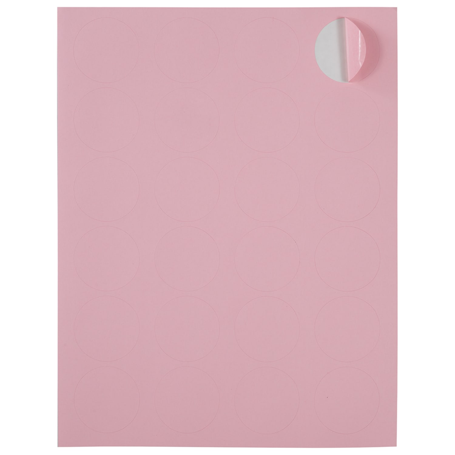 JAM Paper Circle Labels, 1 2/3in, Baby Pink, 24 Labels Per Sheet, Pack Of 5 Sheets - Image 4