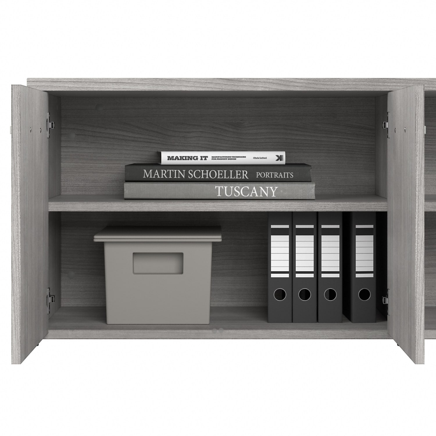 Bush Business Furniture Hybrid Low Storage Cabinet With Doors And Shelves, Platinum Gray, Standard Delivery - Image 6