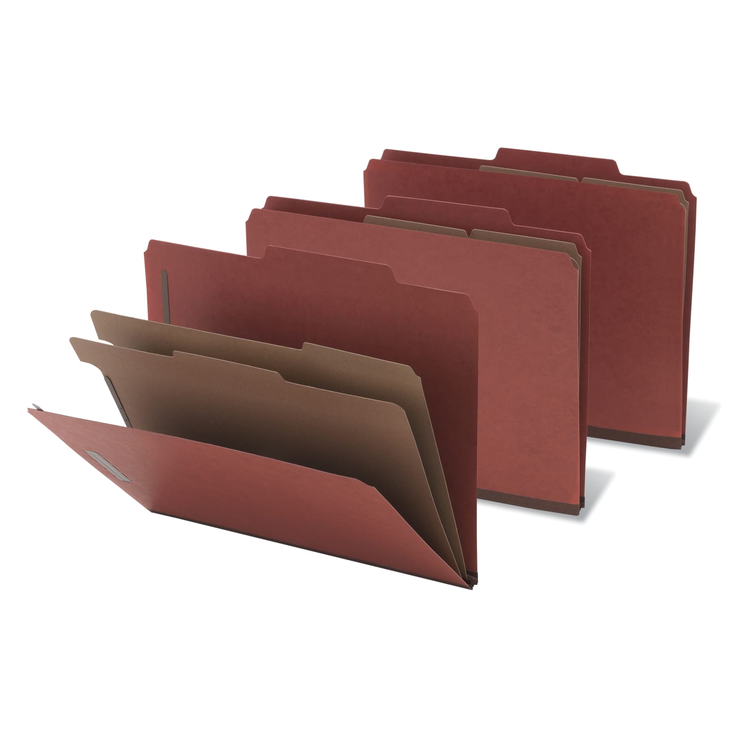 Office Depot Brand Classification Folders, 2 1/2in Expansion, Letter Size, 2 Dividers, 83% Recycled, Brick Red, Pack Of 5 Folders - Image 4