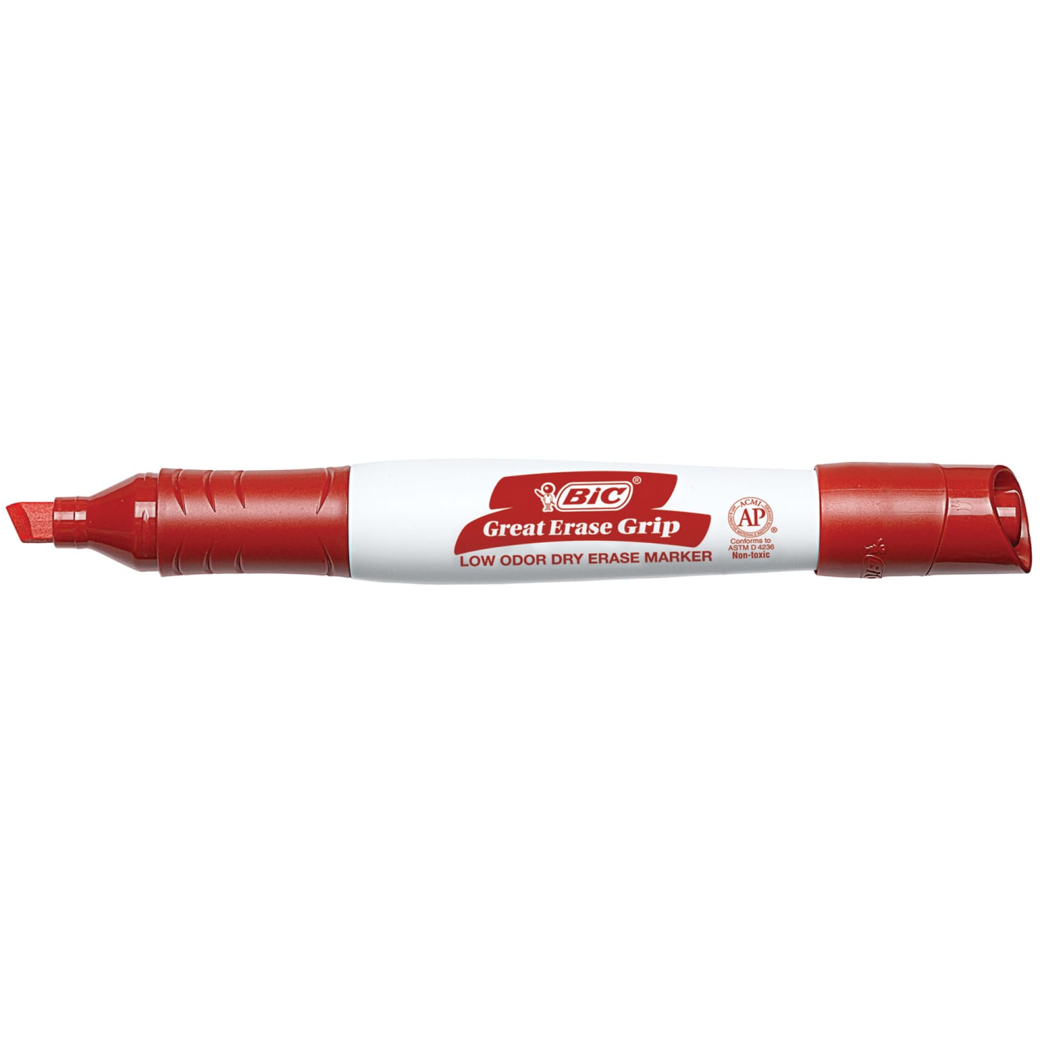 BIC Great Erase Grip Dry-Erase Markers, Chisel Point, Red Ink, Pack Of 12 - Image 3