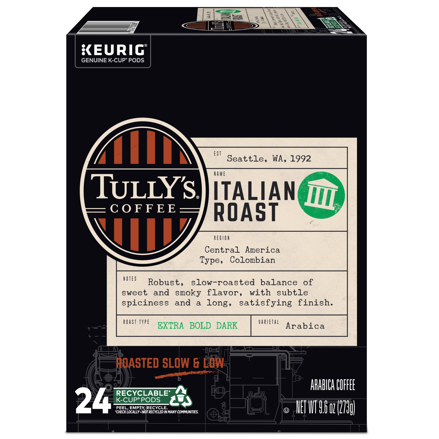 Tullys Coffee Italian Roast Keurig Single-Serve K-Cup Pods, Dark Roast, 24 Pods Per Pack, Case Of 4 Packs - Image 4