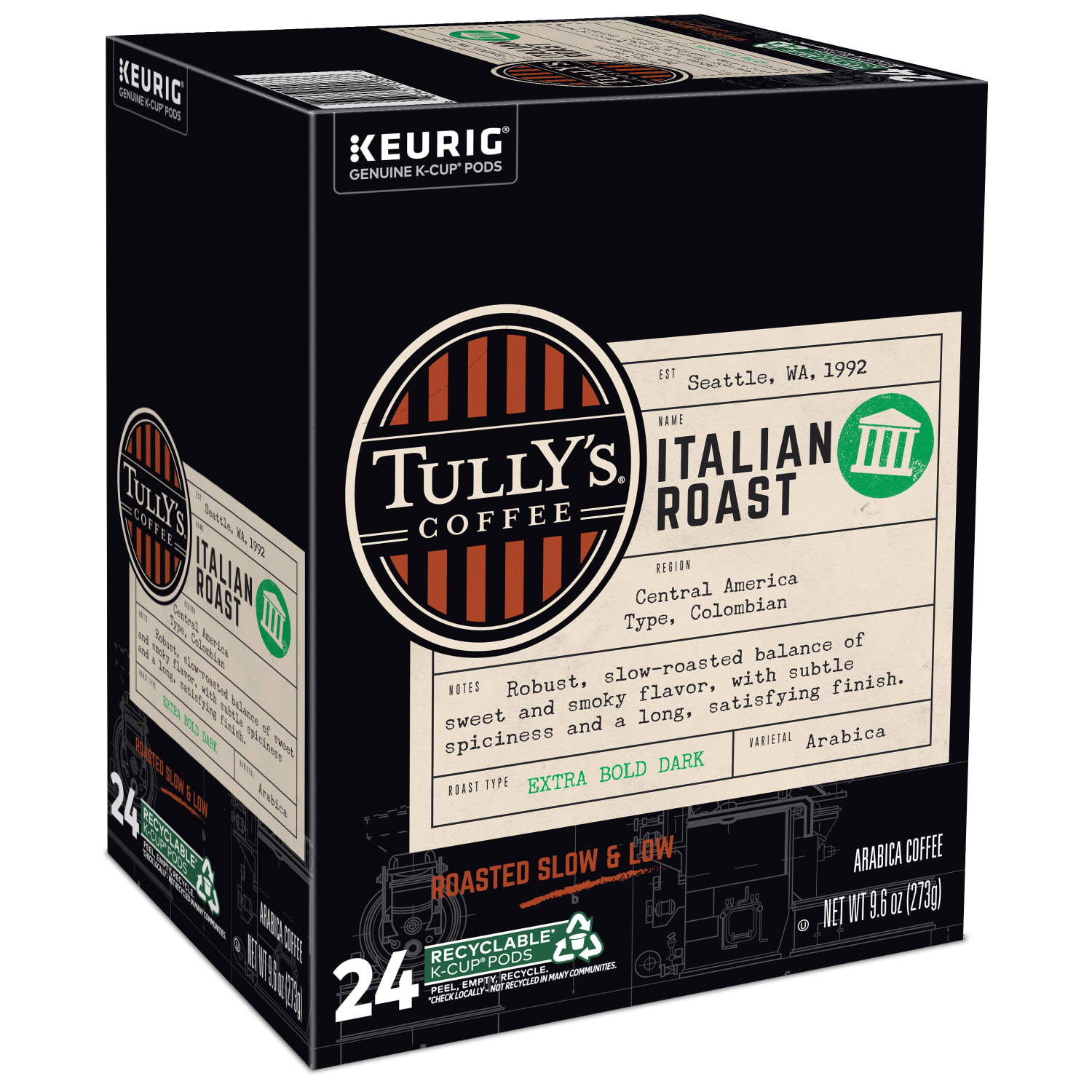 Tullys Coffee Italian Roast Keurig Single-Serve K-Cup Pods, Dark Roast, 24 Pods Per Pack, Case Of 4 Packs - Image 5