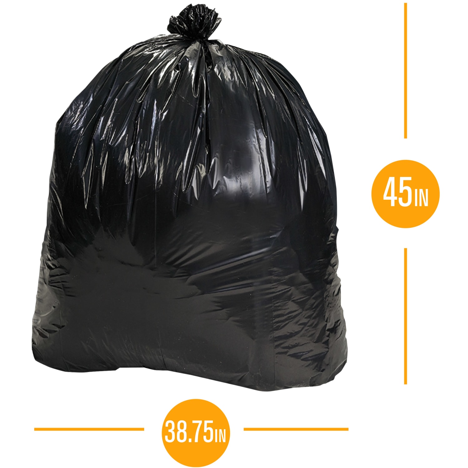Highmark Heavy Duty 0.9 mil. Extra-Large Trash Bags, 45 Gallon, 45in x 38.75in, Black, Box Of 24 - Image 3