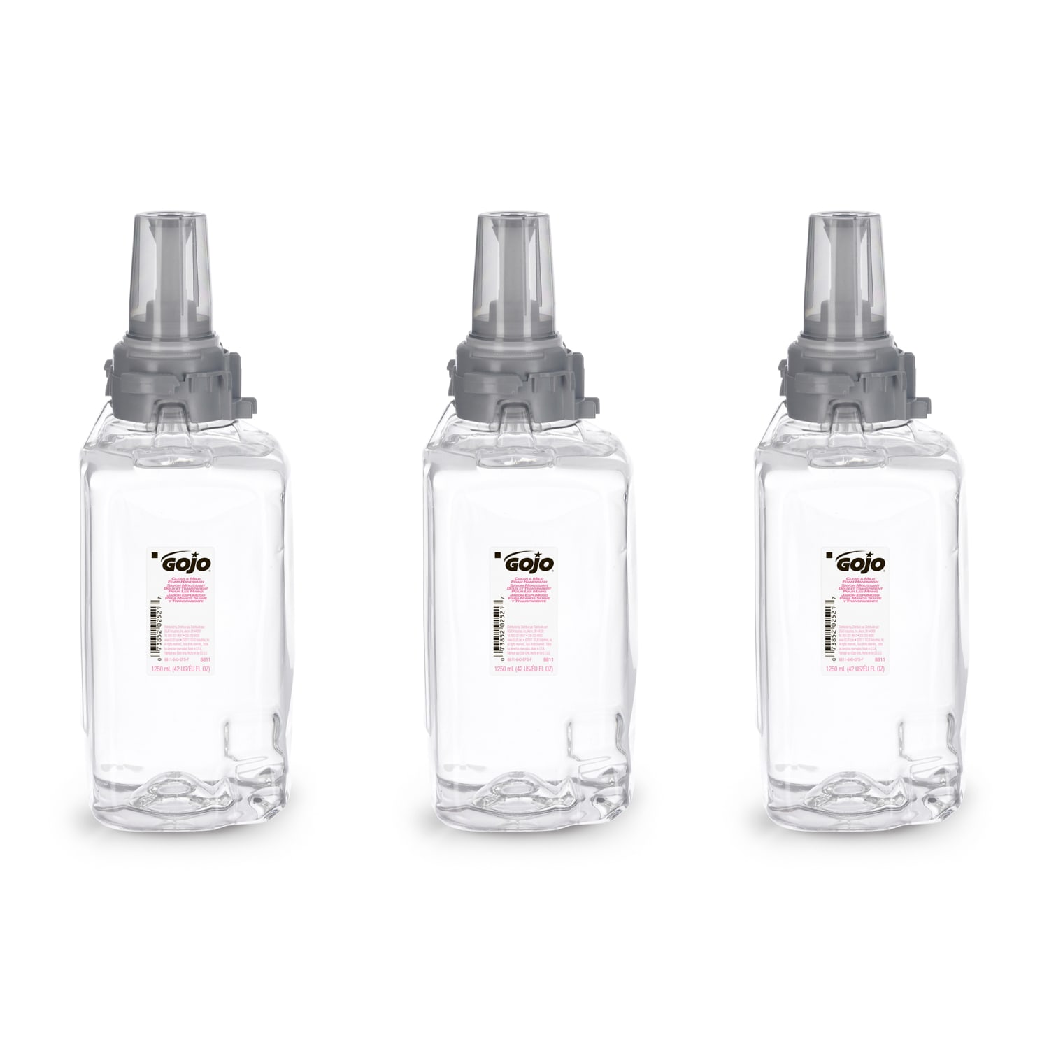 GOJO ADX-12 Clear & Mild Foam Hand Wash Soap, Unscented, 42 Oz, Case Of 3 Refills