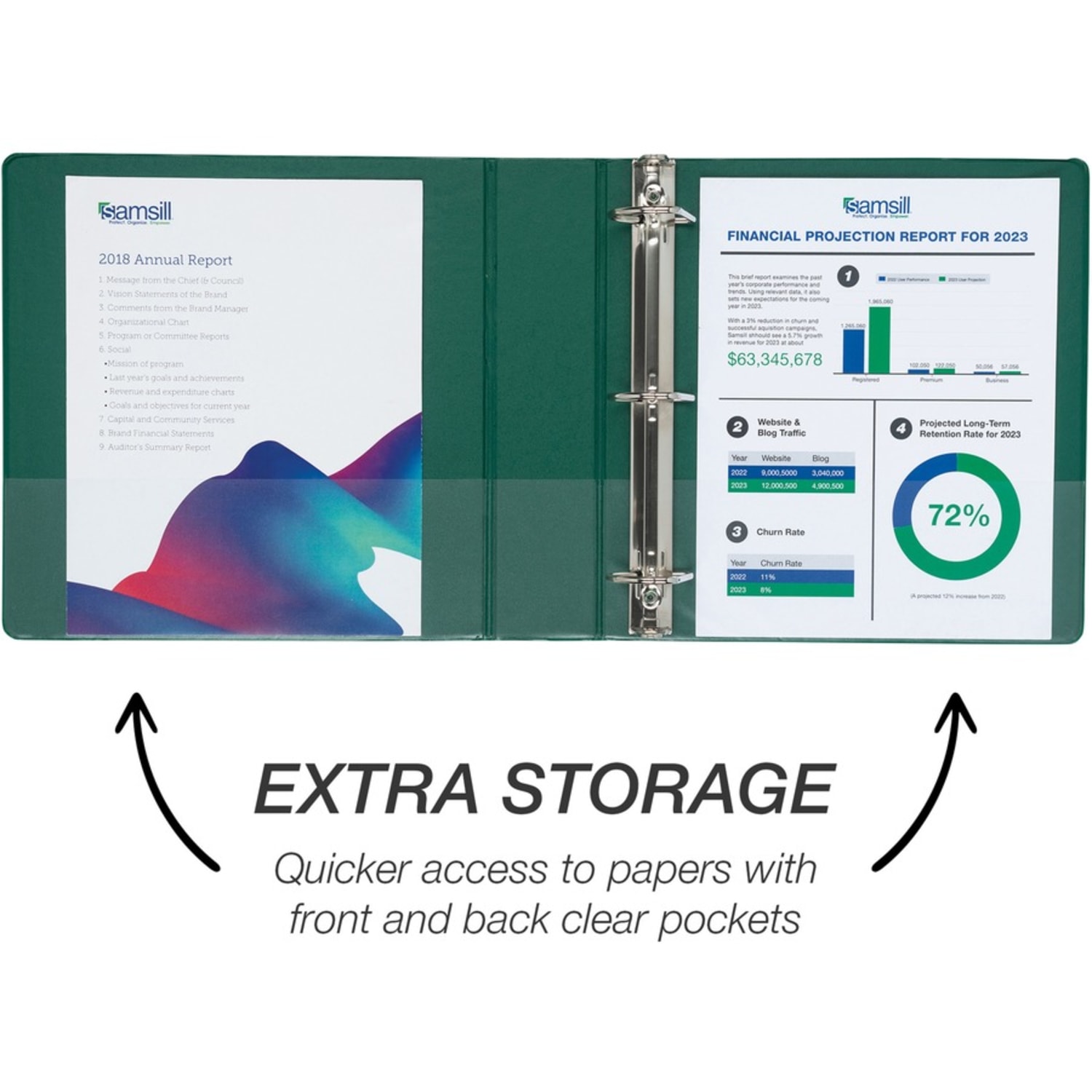 Samsill Durable 2 Inch Binder, , D Ring Customizable Clear View Binder, Basic Assortment, 4 Pack, Each Holds 475 Pages (MP46468) - 2in Binder Capacity - Letter - 8 1/2in x 11in Sheet Size - 475 Sheet Capacity - 2in Ring - 3 x D-Ring Fastener(s) - Image 5