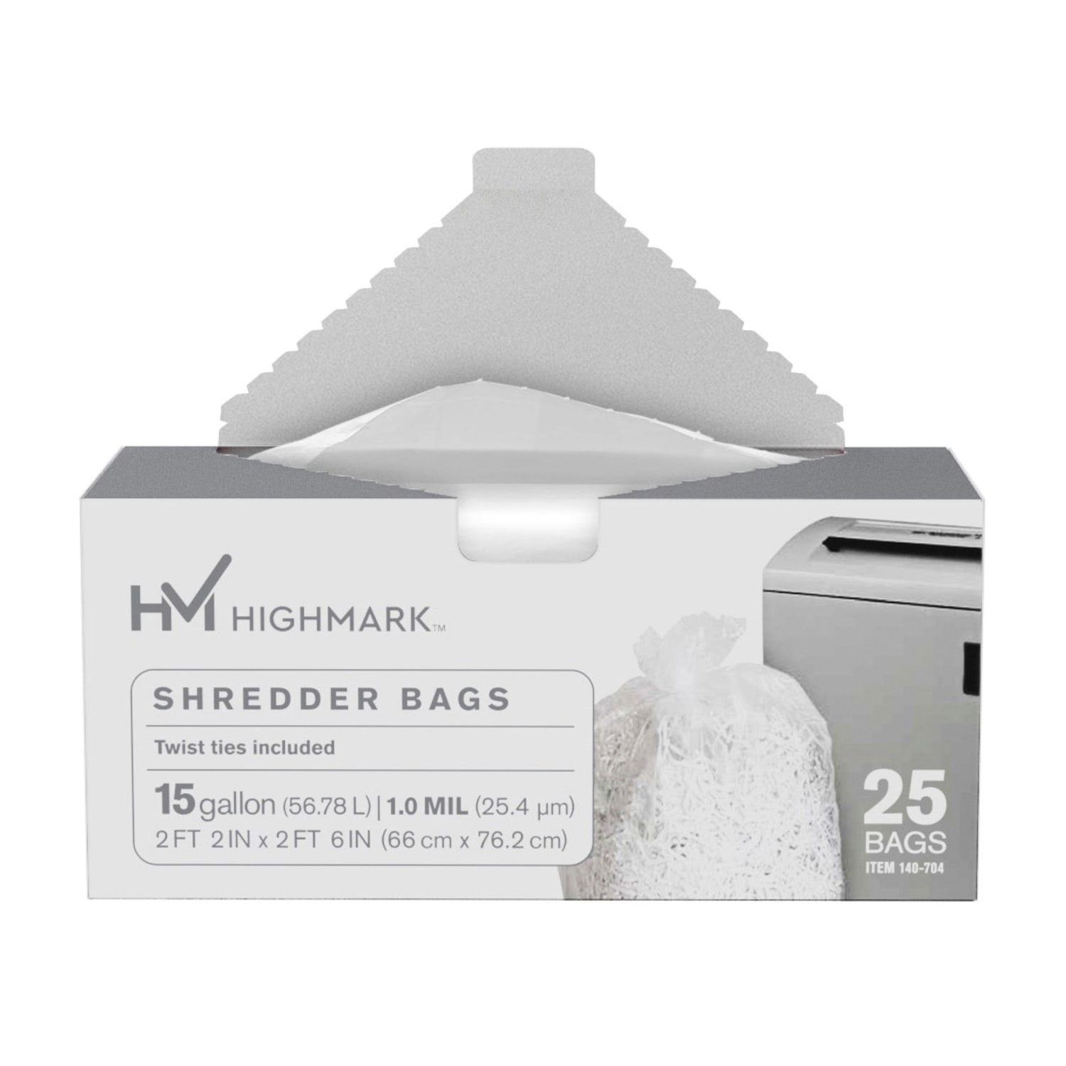 Highmark Large Shredder Bags, 15 Gallon, Clear, Box Of 25 Bags - Image 6