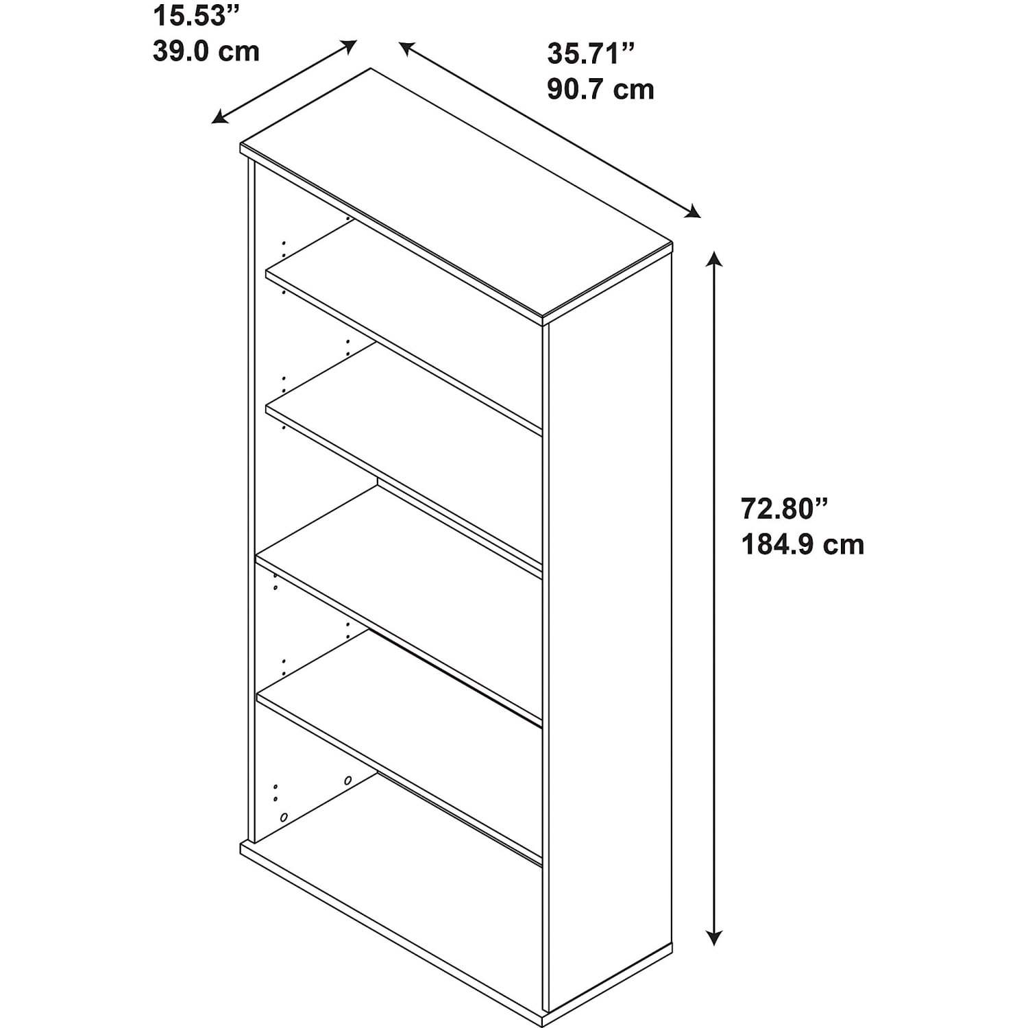 Bush Business Furniture Components 73inH 5-Shelf Bookcase, Mocha Cherry, Standard Delivery - Image 4