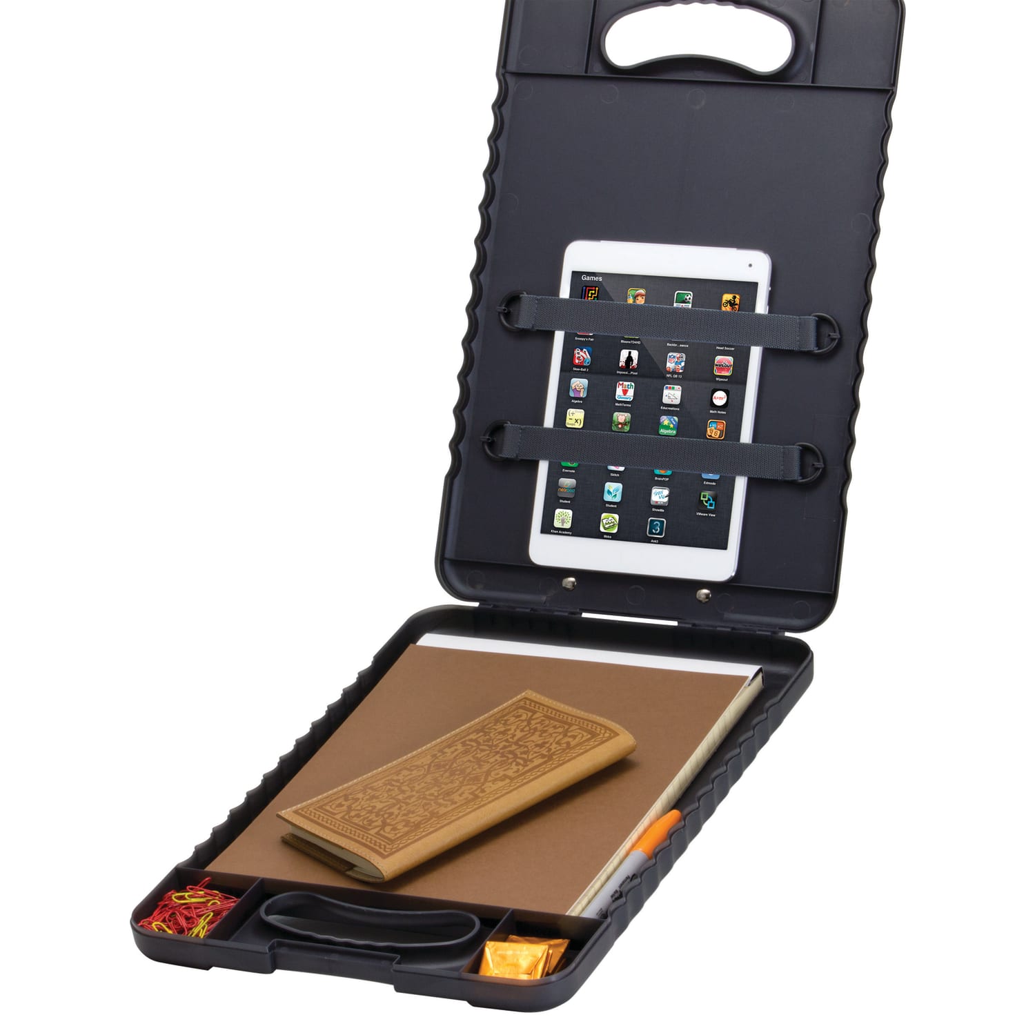 Officemate OIC Tablet Clipboard Case, 16 1/10inH x 10 1/5inW x 1 3/10inD, Charcoal - Image 3