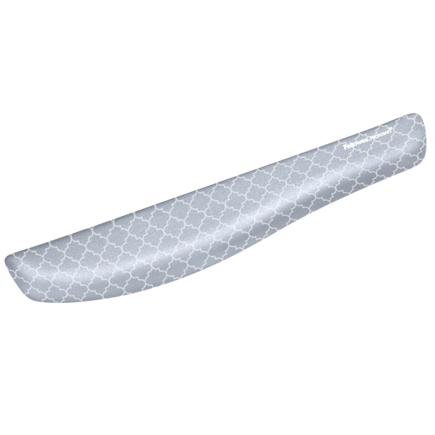 Fellowes PlushTouch Memory Foam Keyboard Wrist Rest with Microban, 1in H x 18 1/8in W x 3 3/16in D, Lattice Pattern, Gray/White - Image 3