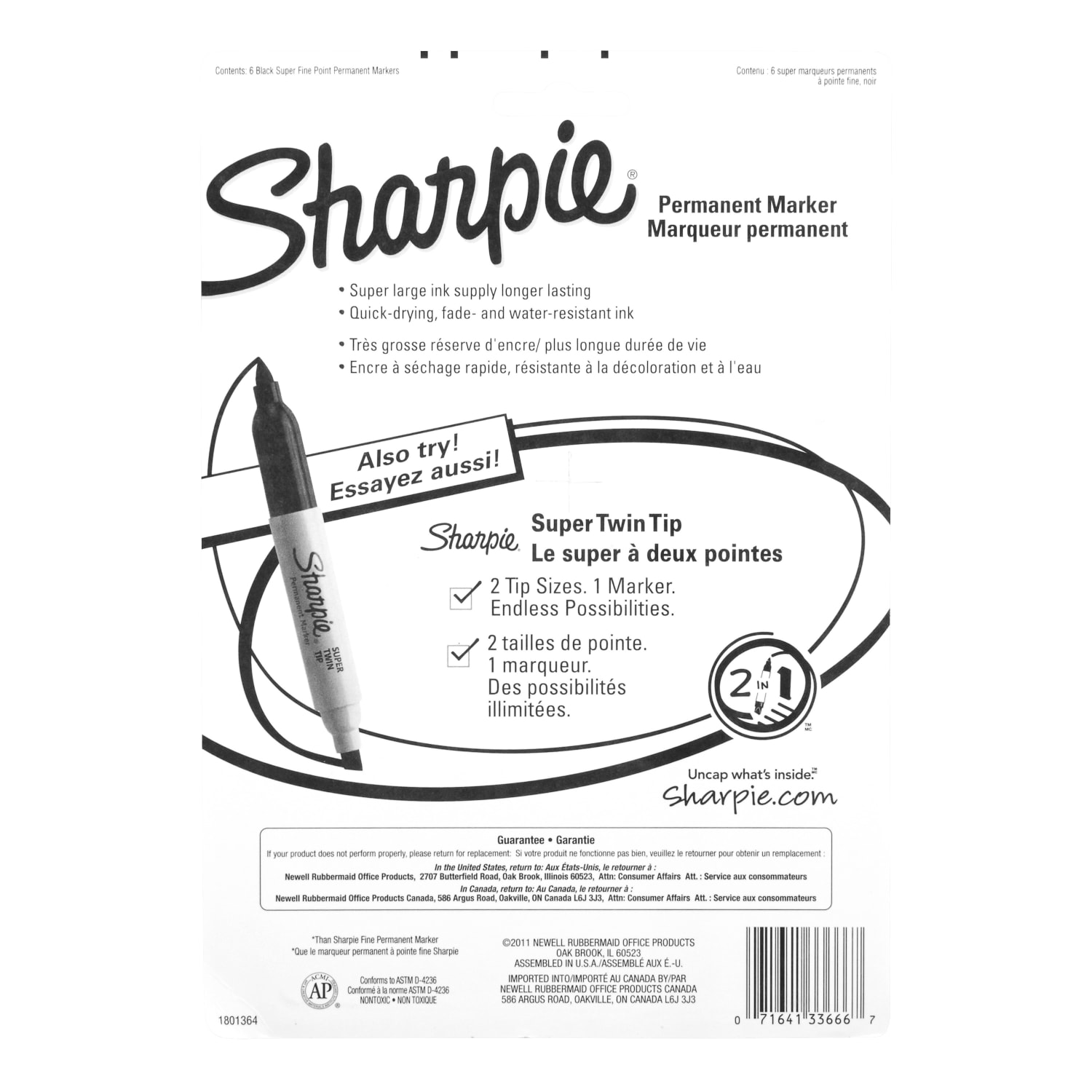 Super Sharpie Permanent Markers, Black, Pack Of 6 Markers - Image 6