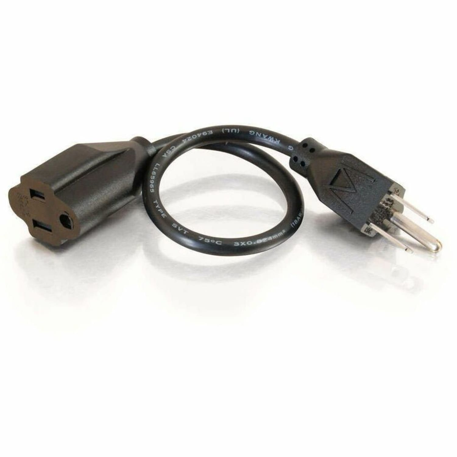 C2G 3ft Power Extension Cord - 18 AWG - NEMA 5-15P to NEMA 5-15R - 3ft 18 AWG Outlet Saver Power Extension Cord (NEMA 5-15P to NEMA 5-15R) - 03114 - Image 5
