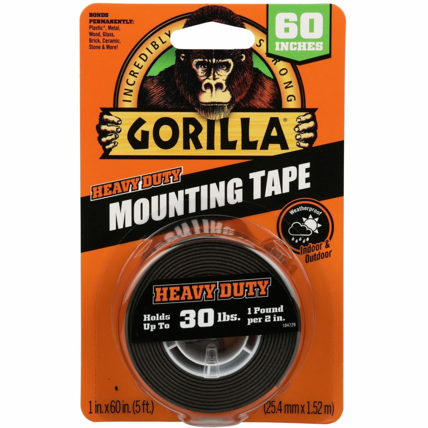 Gorilla Glue Heavy-Duty Double-Sided Mounting Tape, 1in x 1.67 yd., Black - Image 3