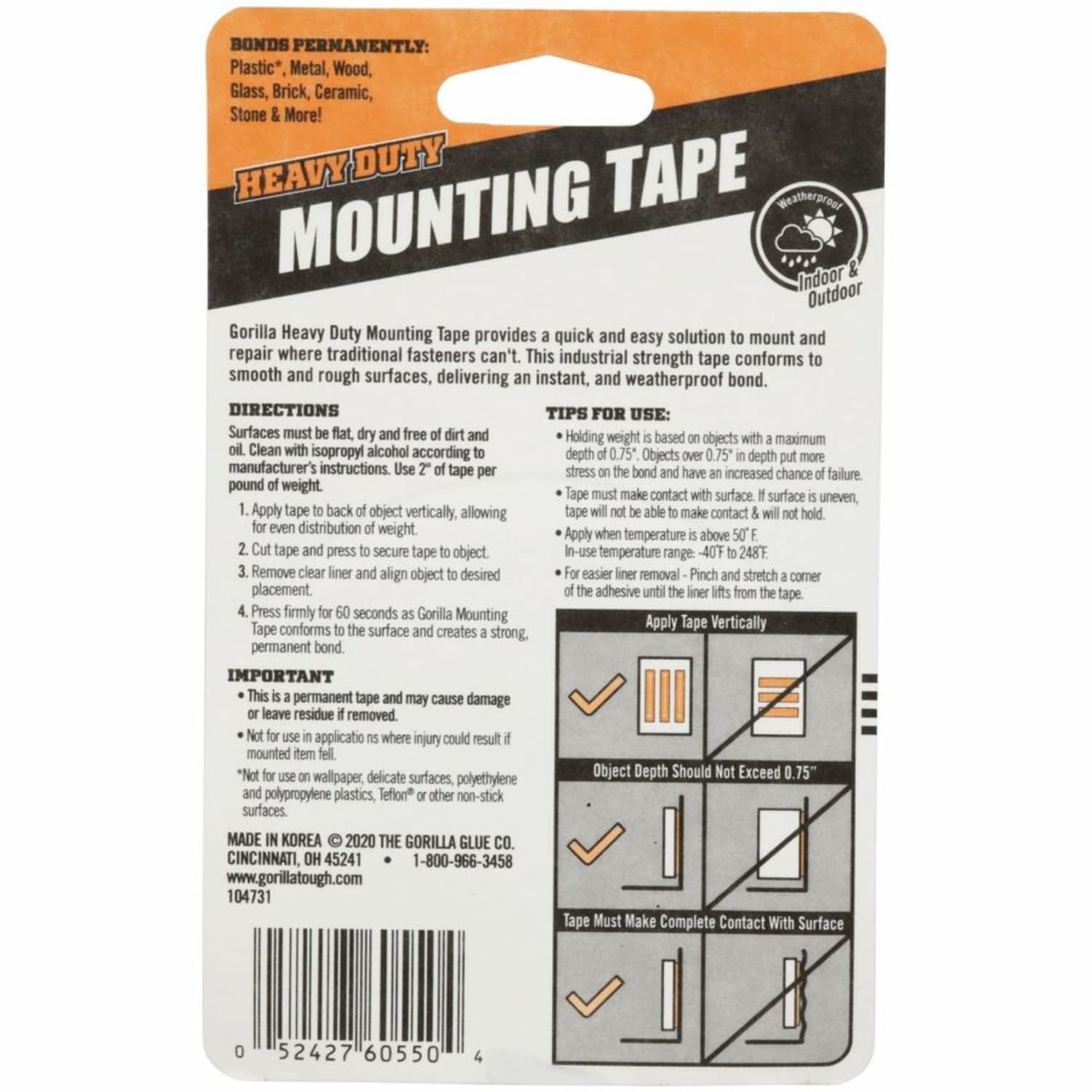 Gorilla Glue Heavy-Duty Double-Sided Mounting Tape, 1in x 1.67 yd., Black - Image 6